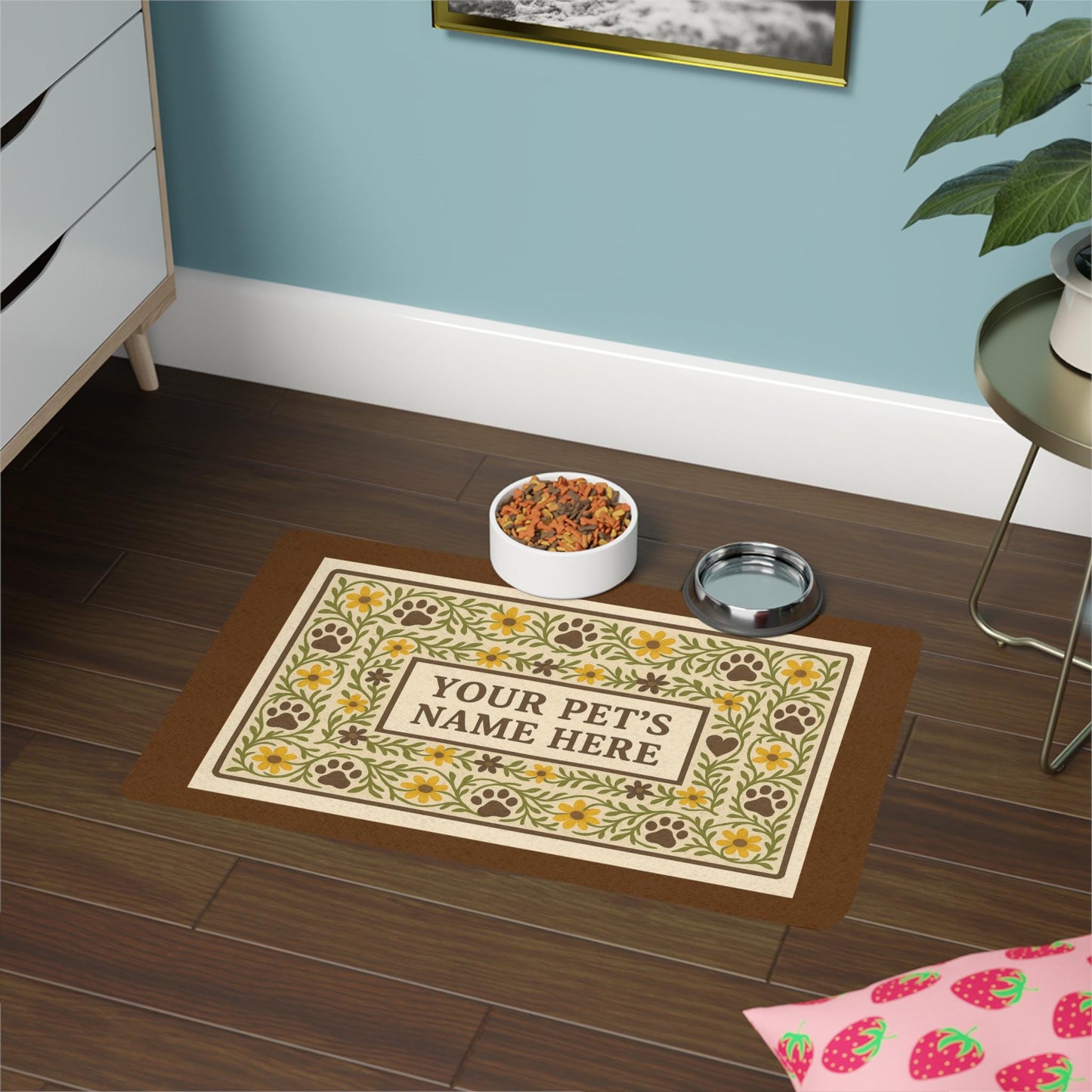 Personalized Pet Food Mat: Custom Dog & Cat Bowl Placement