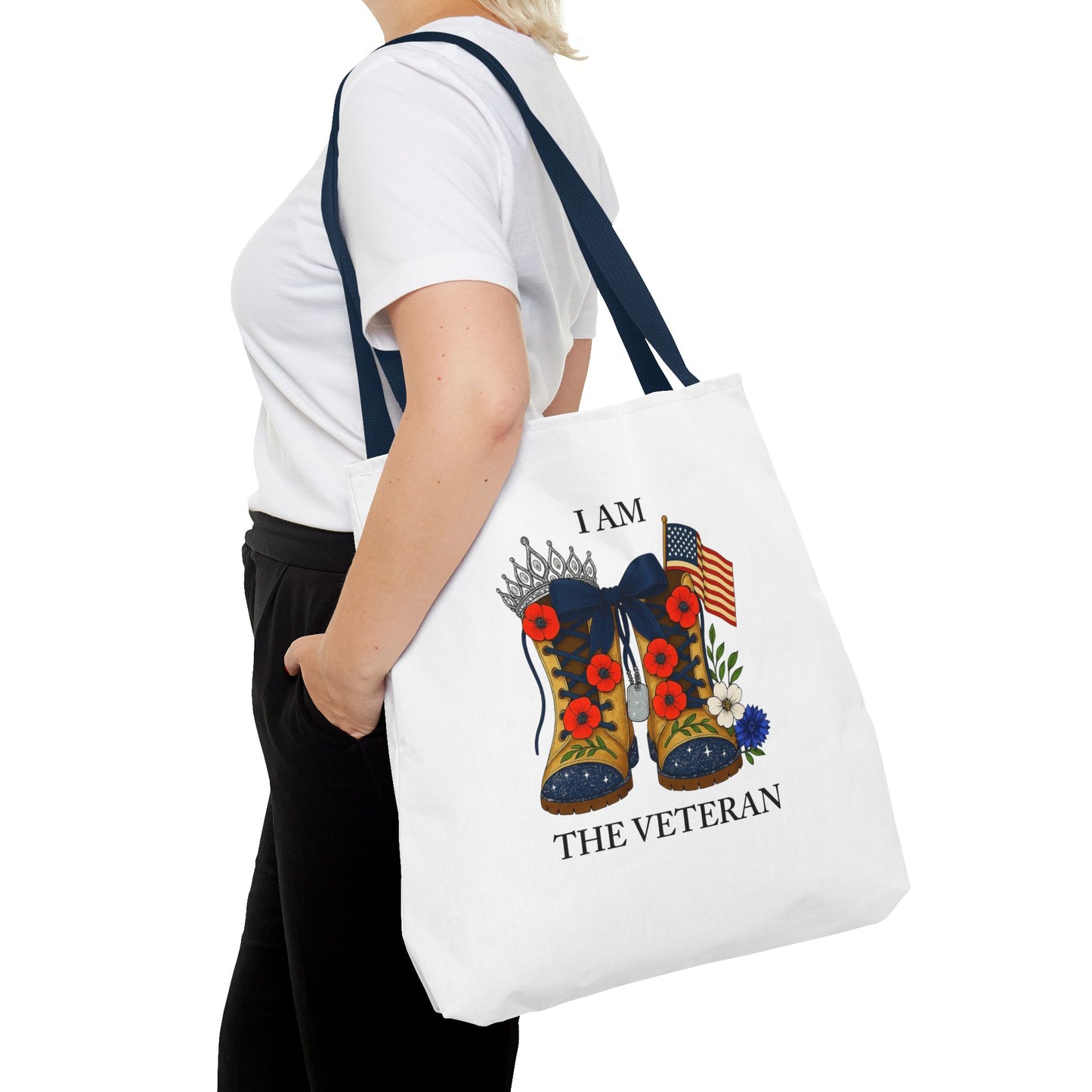 Female veteran tote bag eco friendly gift for self or veteran celebration event reusable canvas bag I am the Veteran design