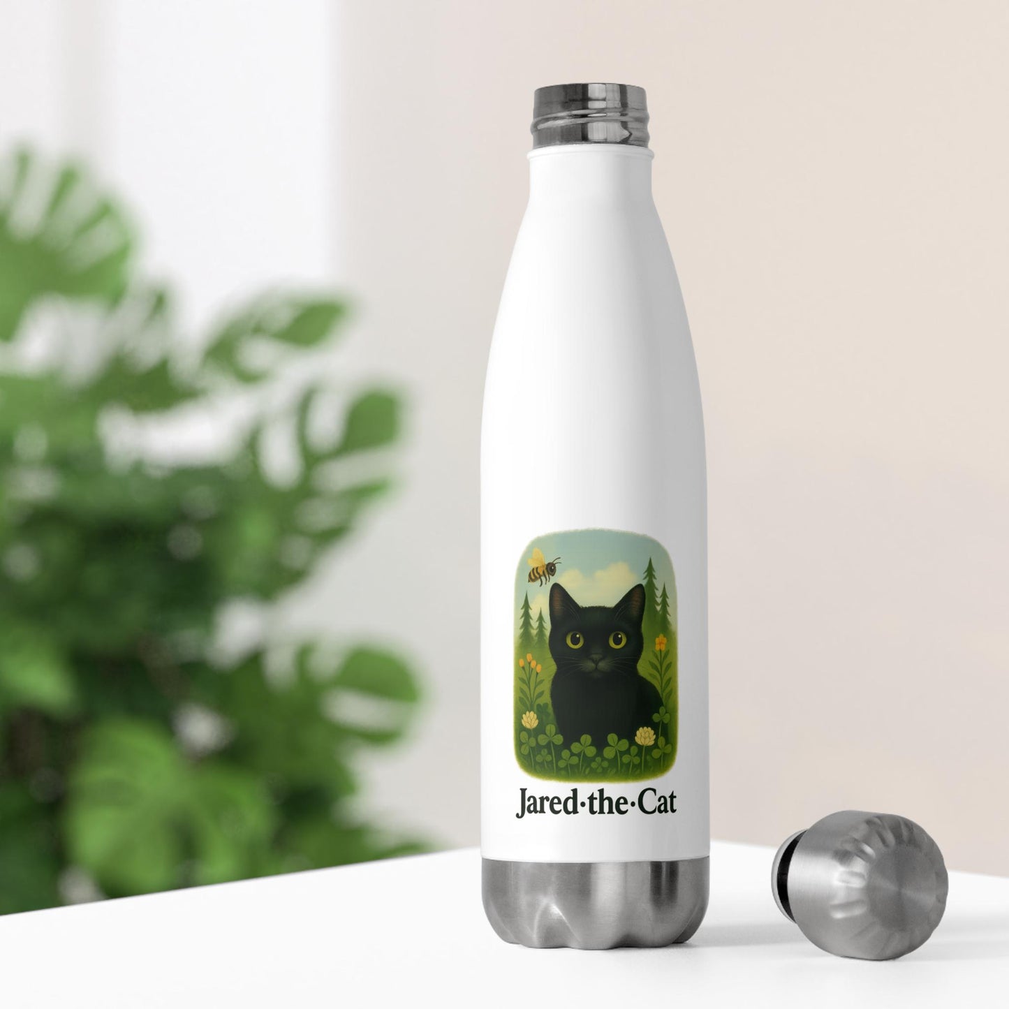 Cat Water Bottle: Insulated Stainless Steel Travel Flask, Pet Lover Gift- JARED THE CAT COLLECTION