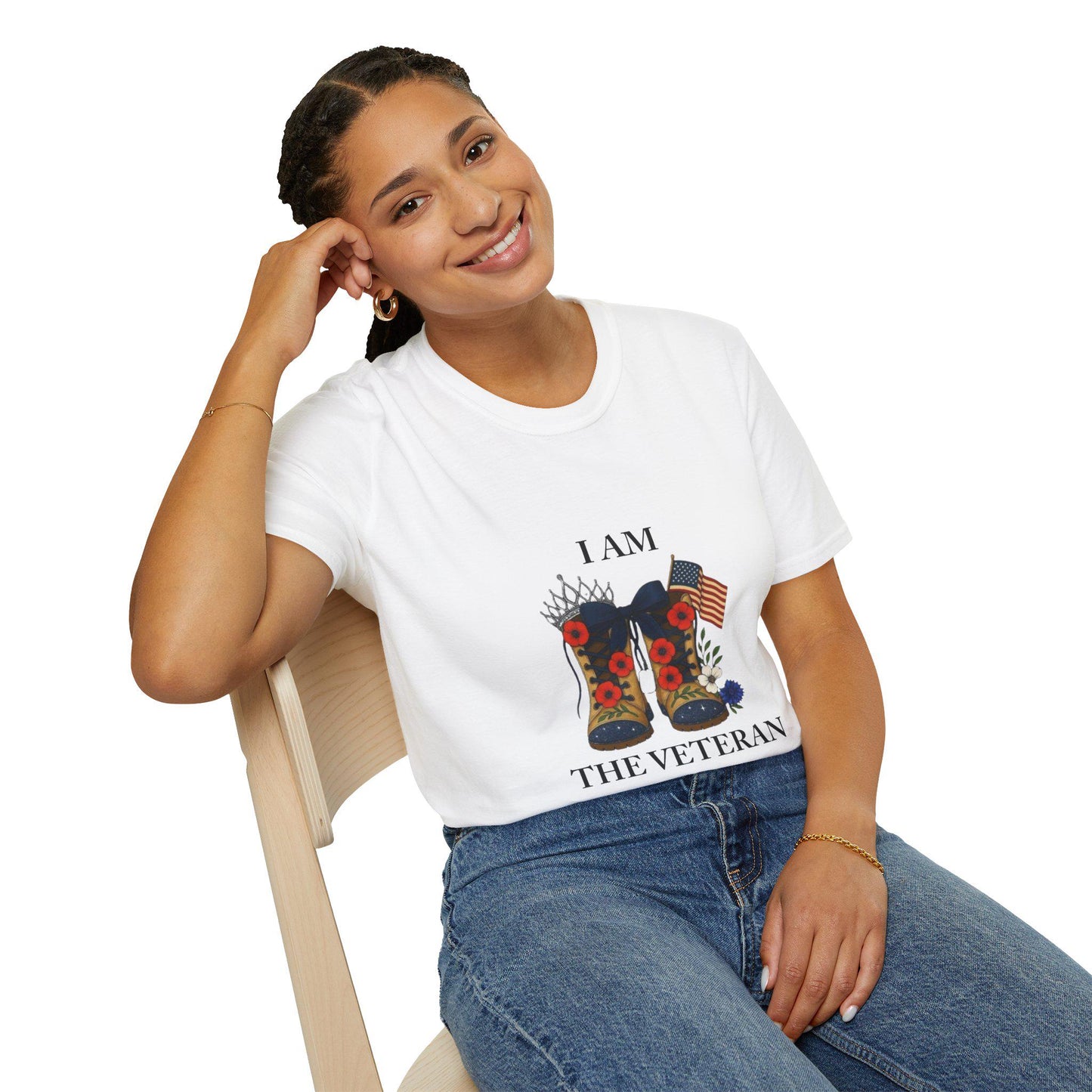 Women veteran cotton t-shirt gift for female service members outfit for everyday wear I am the Veteran collection