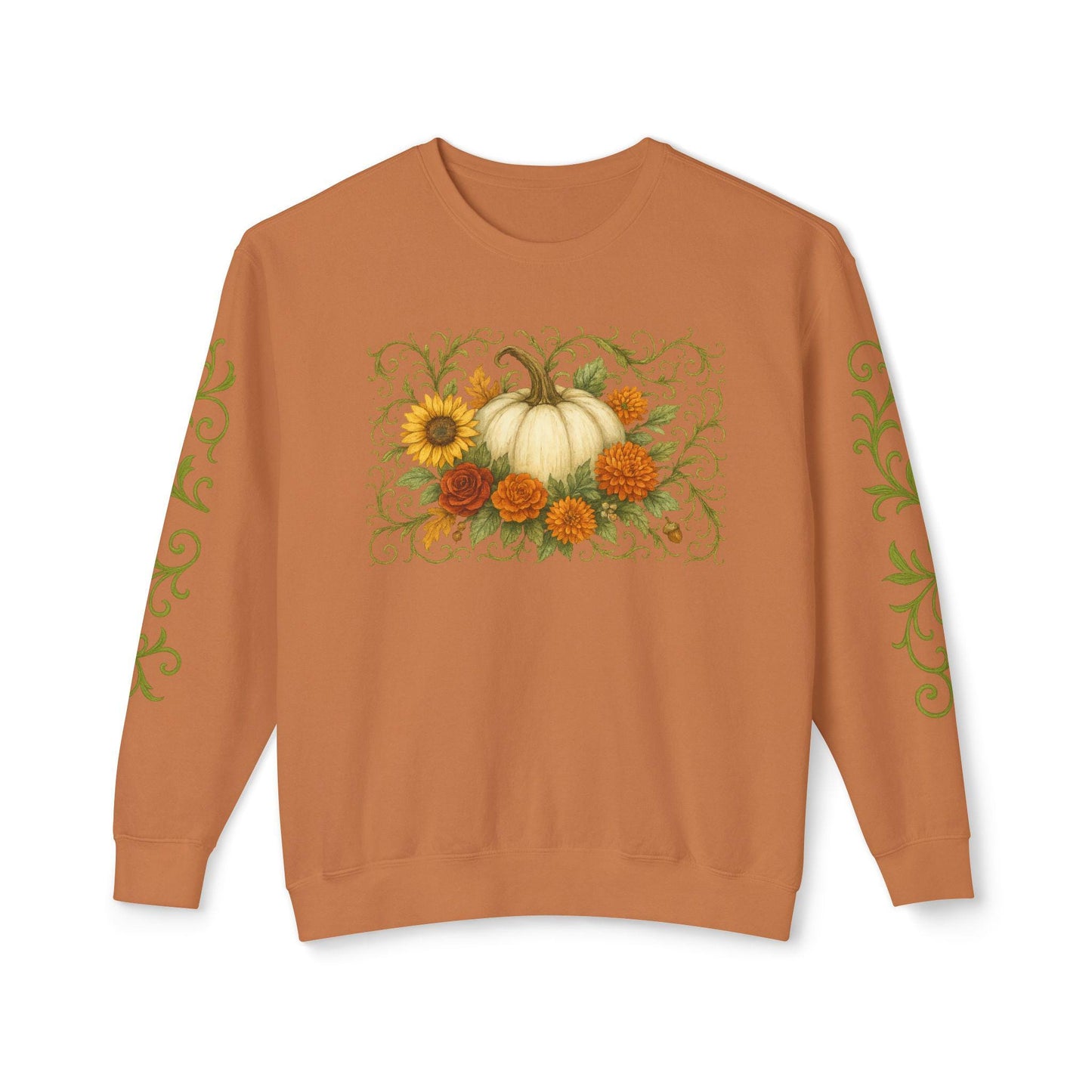 Fall Floral Pumpkin Sweatshirt: Cream Comfort Colors Ring Spun Cotton Pullover