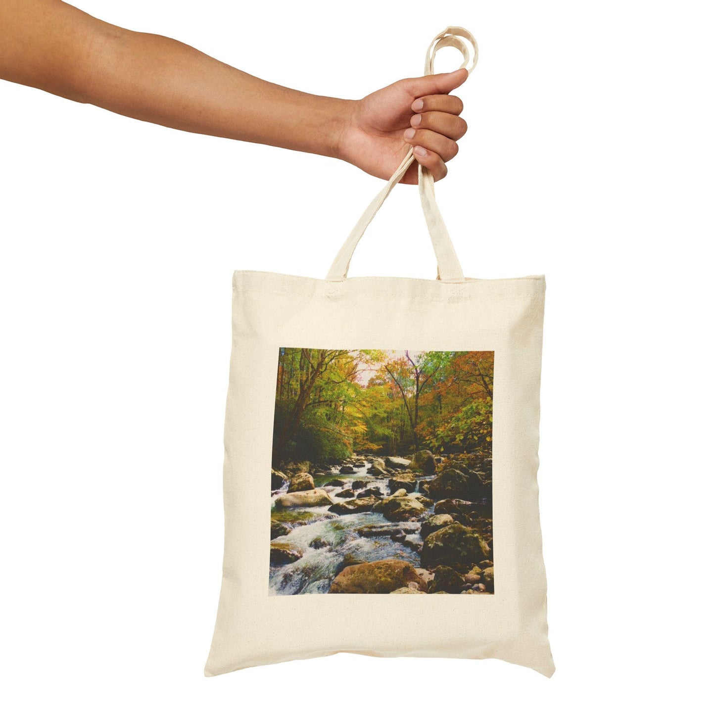 Serene Nature Cotton Canvas Tote Bag: Eco-Friendly Shopping