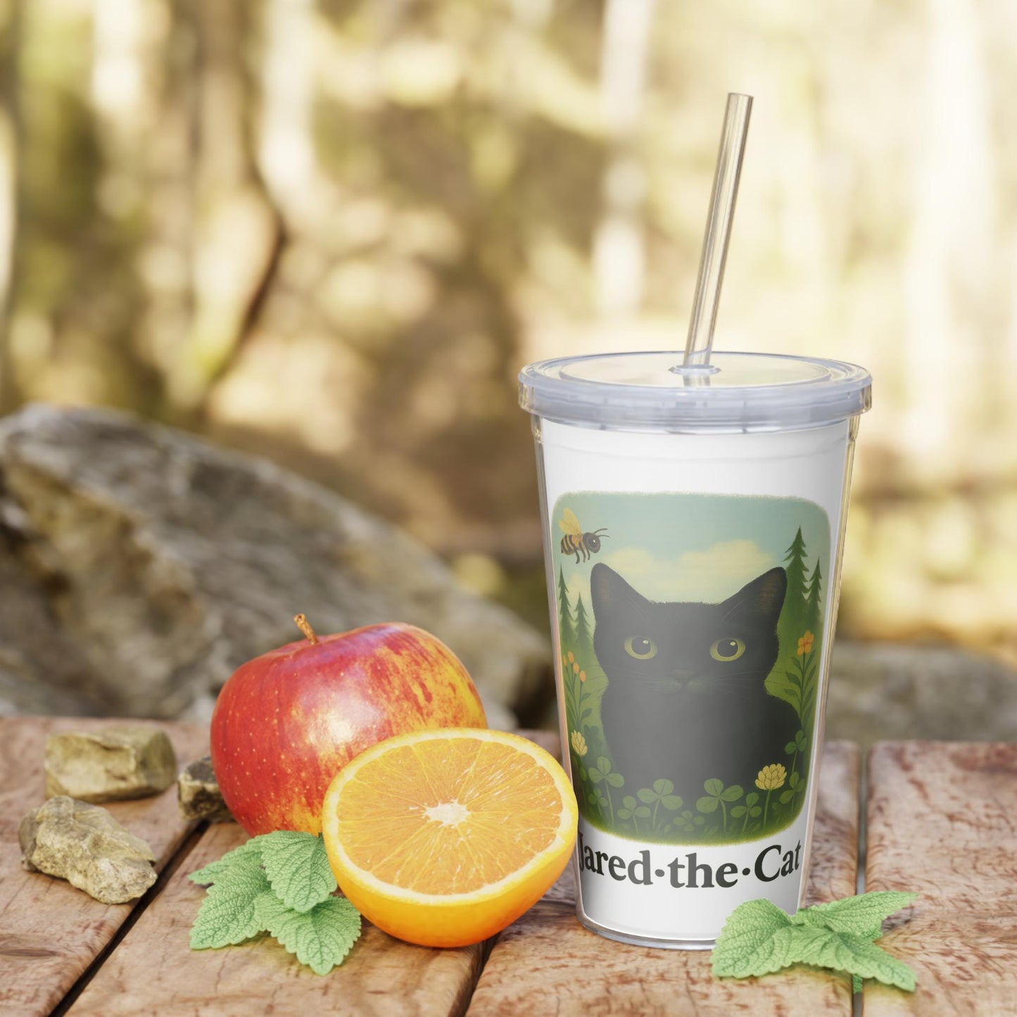 Jared the Cat Tumbler Cup: Reusable 20oz Travel Mug with Straw