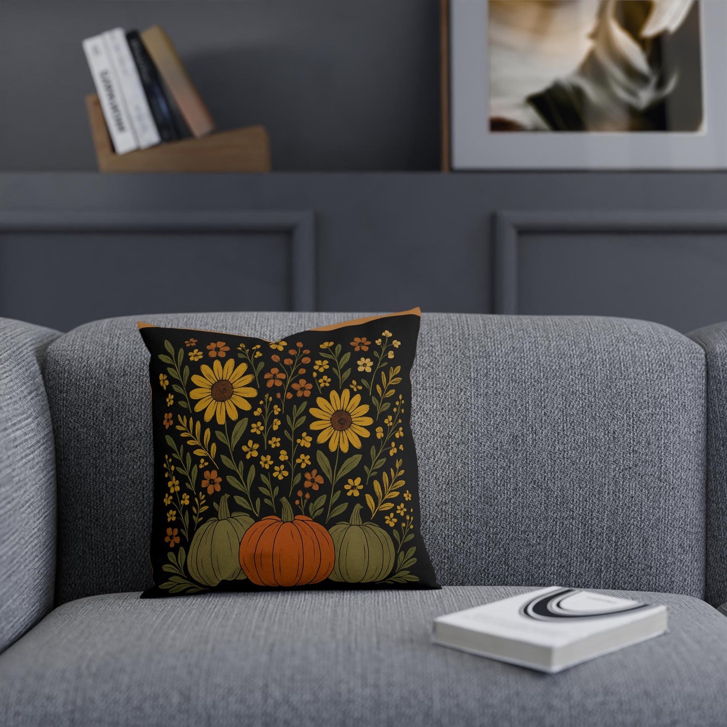 Autumn Floral Cushion - Cozy Harvest Decor, Fall Home Accent, Gift for Thanksgiving, Seasonal Throw Pillow, Rustic Pumpkin Design