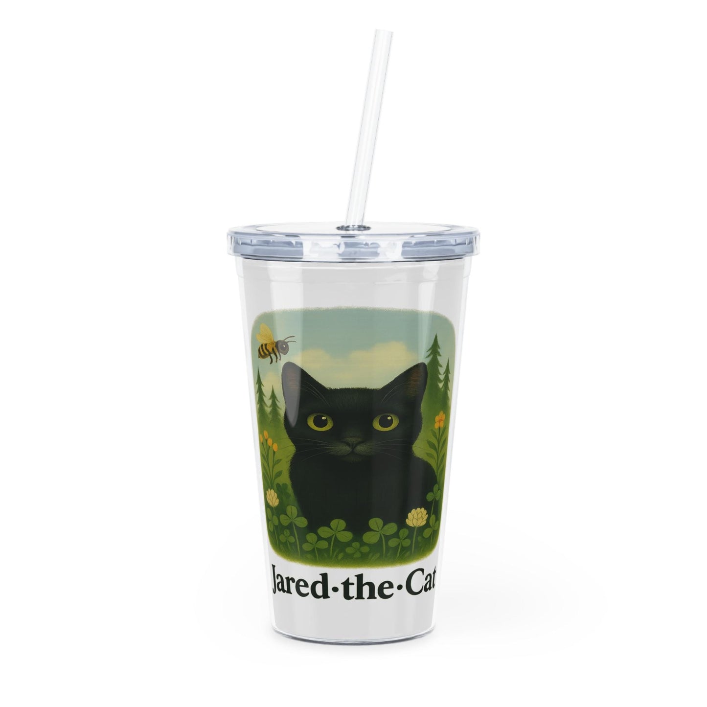 Jared the Cat Tumbler Cup: Reusable 20oz Travel Mug with Straw