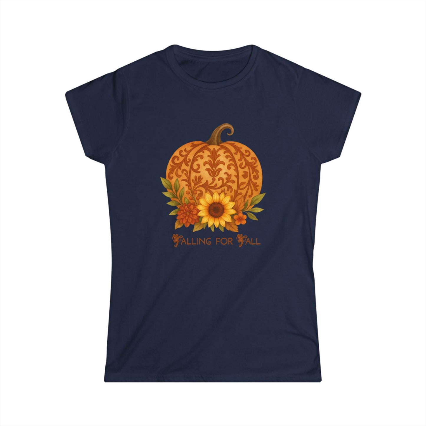 Fall Pumpkin Graphic Tee: Women's Softstyle Autumn Shirt