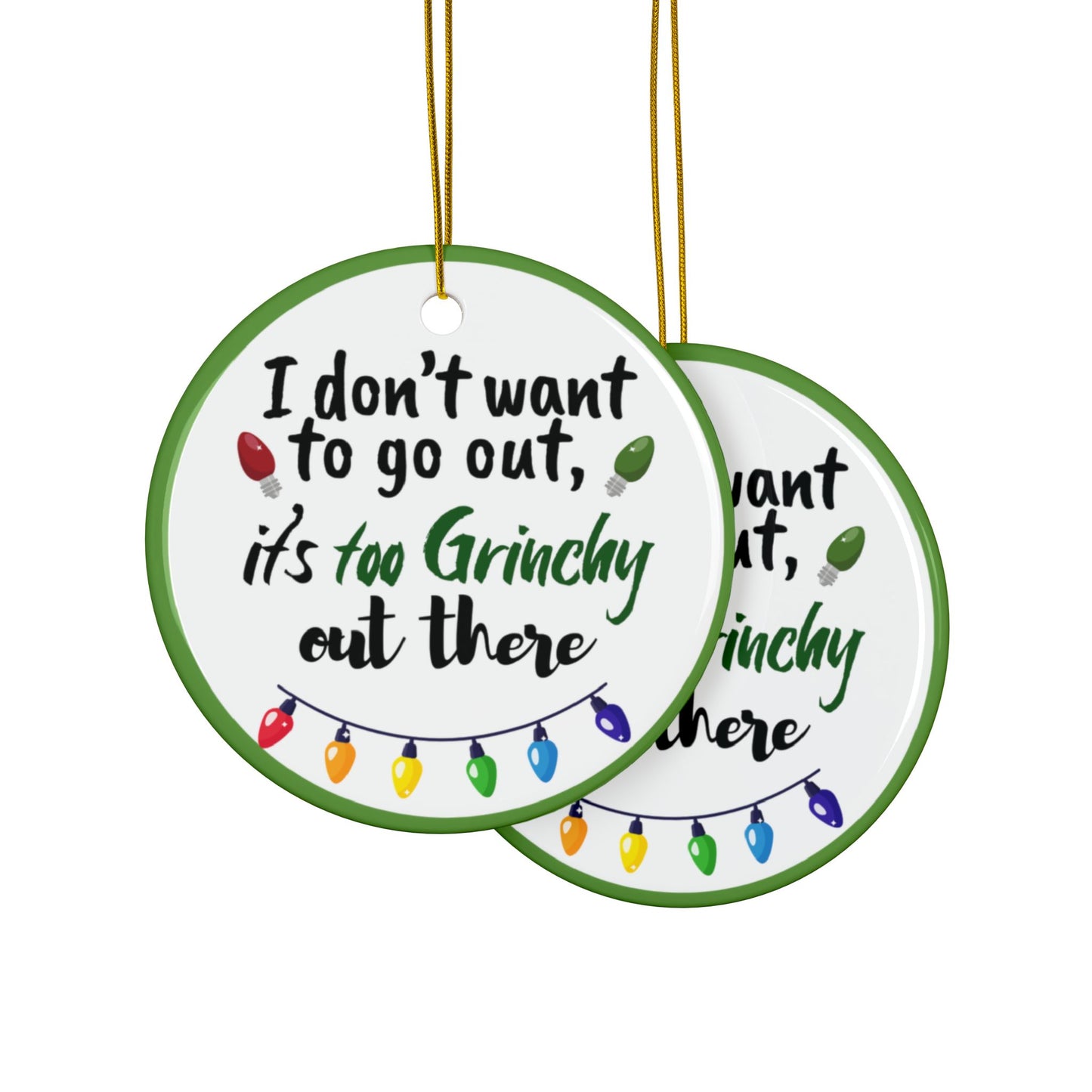 Grinchy Holiday Ceramic Ornaments, Fun Christmas Decor, Quirky Gift for Friends, Double-Sided, Seasonal Hanging Decor, Perfect for [...]