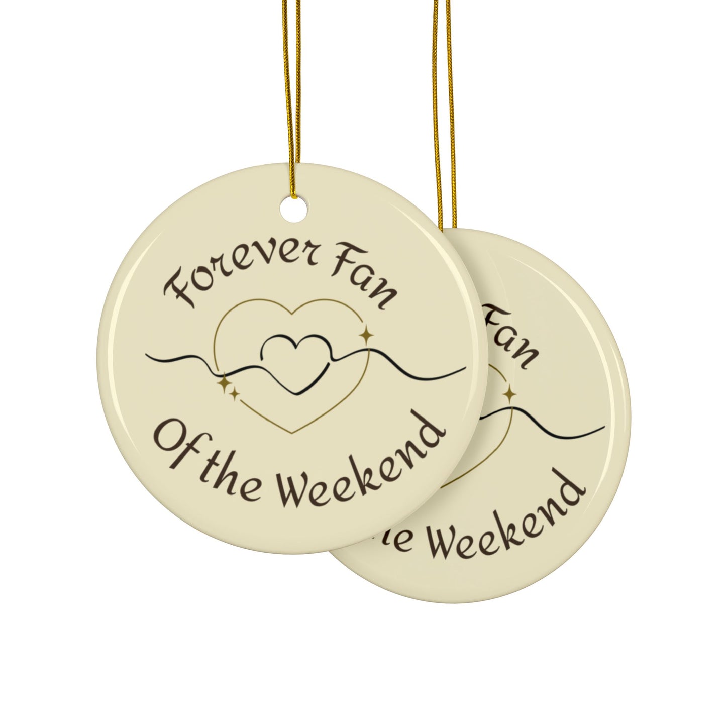 Ceramic Ornaments: Forever Fond Of The Weekend, Home Decor, Holiday Gifts, Personalized Keepsakes, Rustic Christmas Ornaments