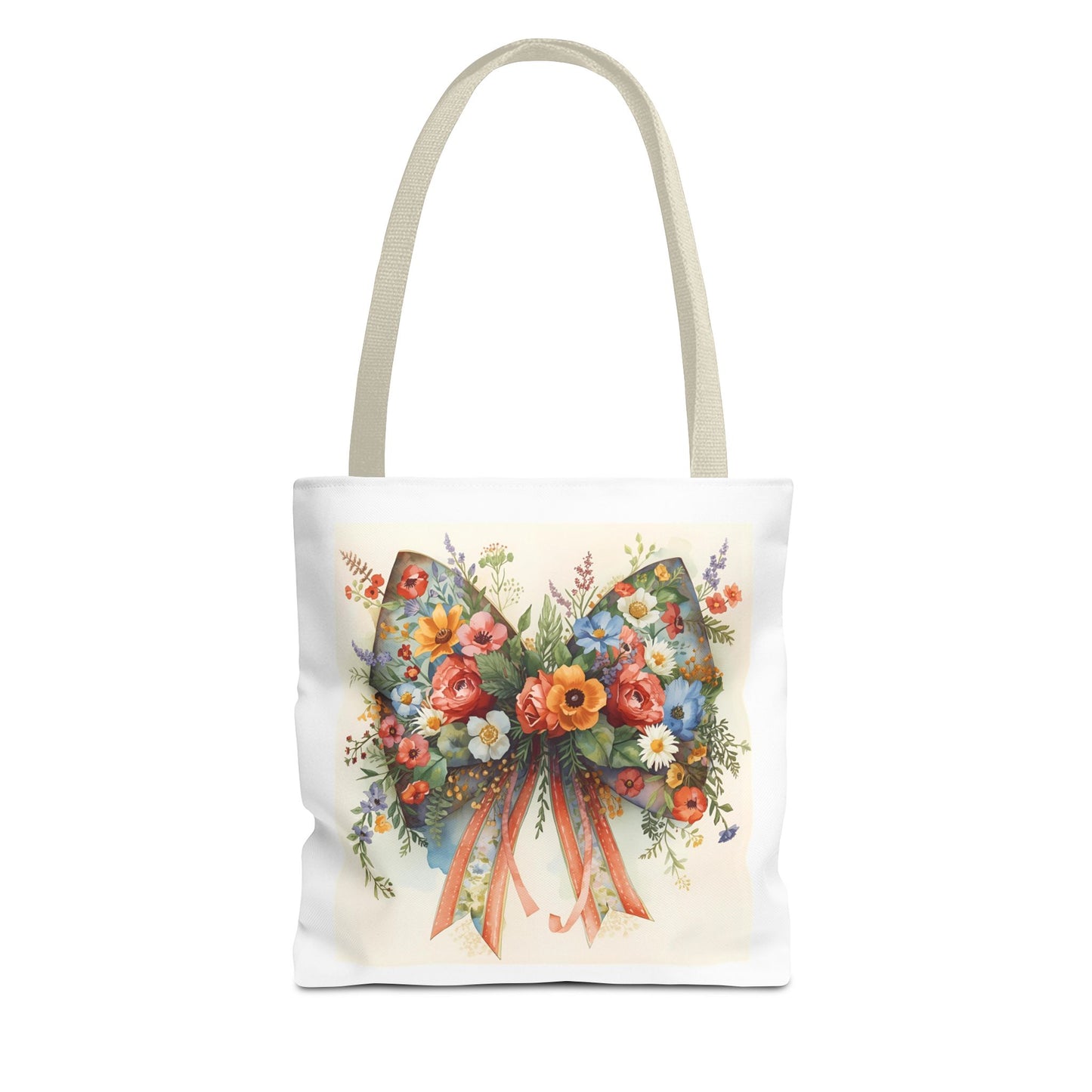 Floral Bow Tote Bag, Chic Everyday Shopper, Gift for Her, Stylish Floral Tote Reusable Shopping Bag, Cute Gift for Her - Reusable Tote Bag,