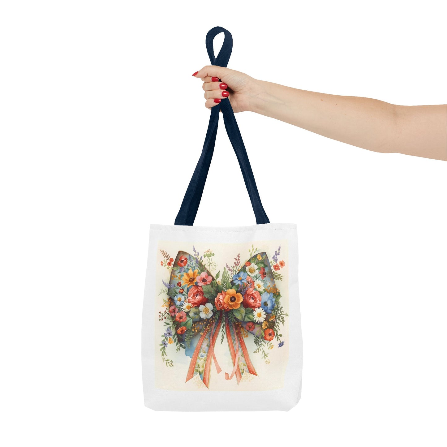 Floral Bow Tote Bag, Chic Everyday Shopper, Gift for Her, Stylish Floral Tote Reusable Shopping Bag, Cute Gift for Her - Reusable Tote Bag,
