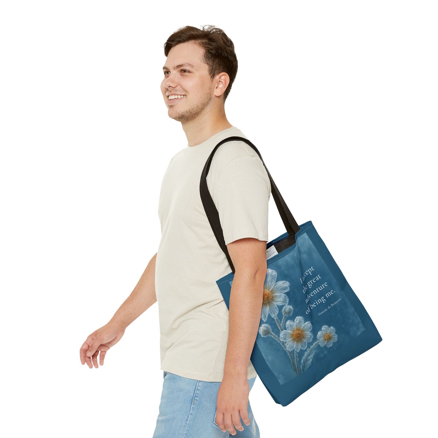 Frozen Petals Pétales Gelés Winter Daisy Floral Reusable Tote Bag
