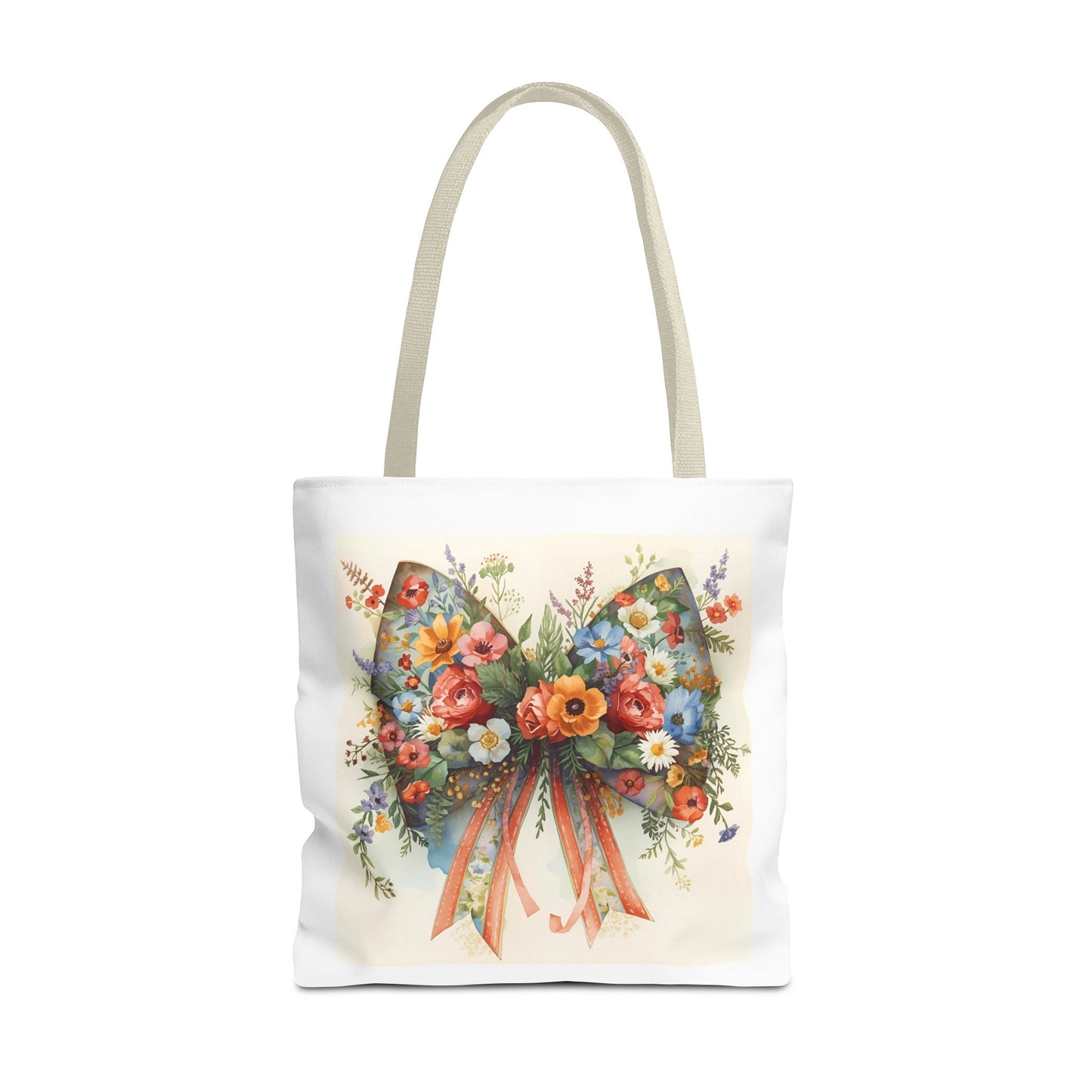 Floral Bow Tote Bag, Chic Everyday Shopper, Gift for Her, Stylish Floral Tote Reusable Shopping Bag, Cute Gift for Her - Reusable Tote Bag,