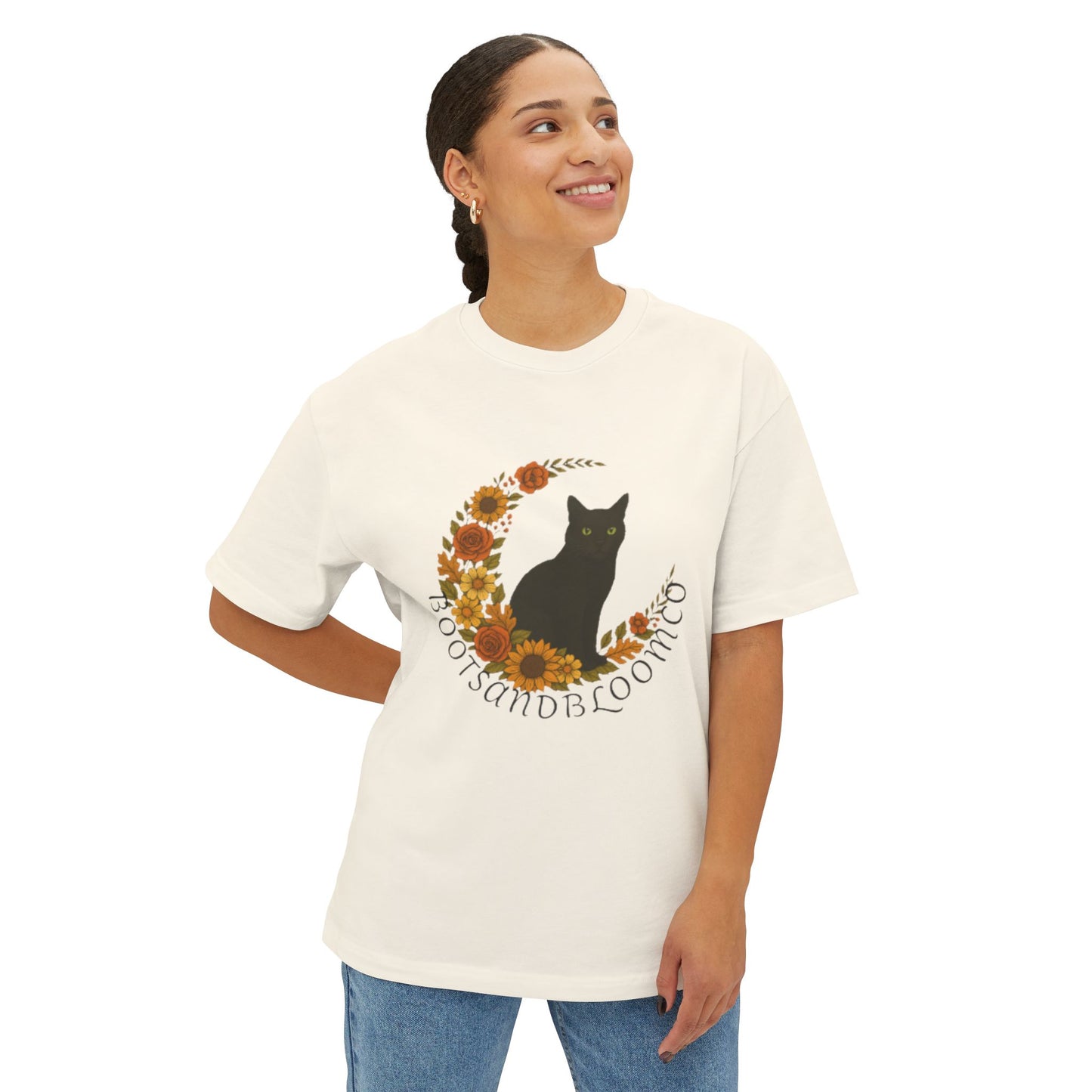 Cat & Sunflower Oversized Tee