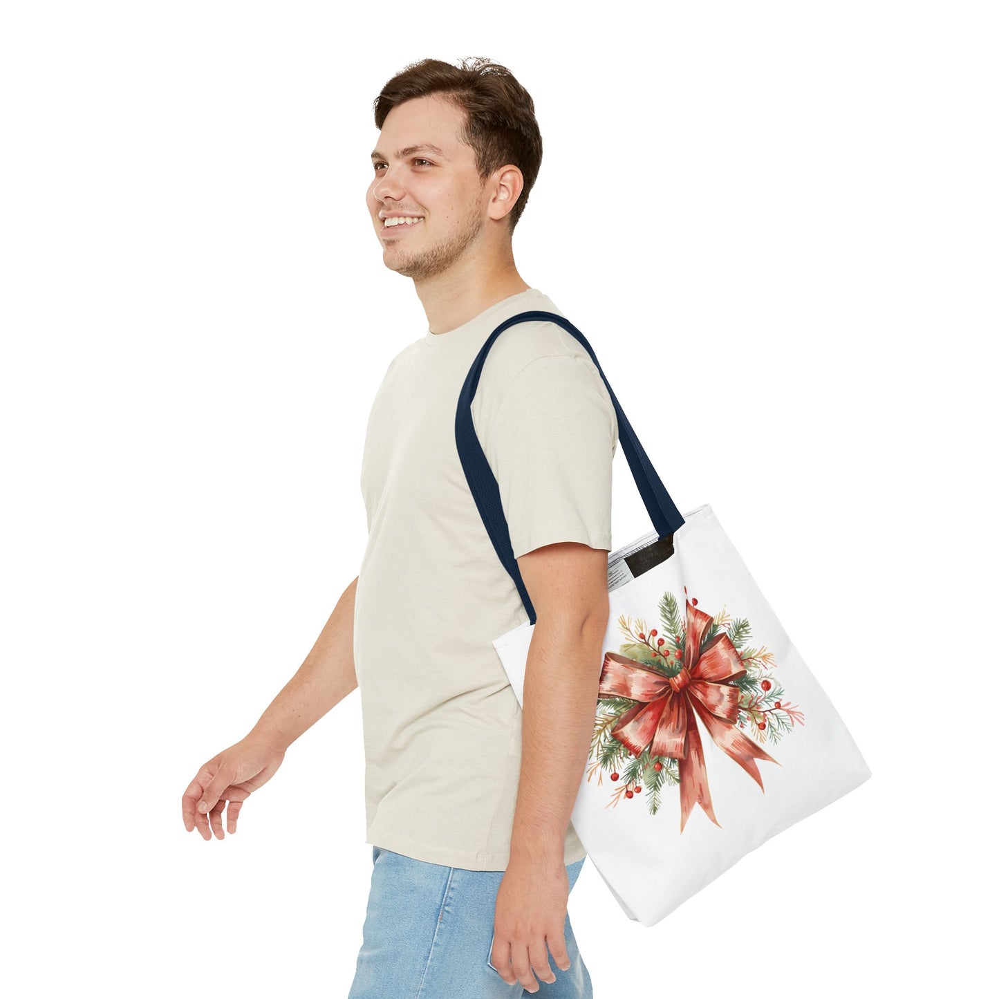 Vintage Red Bow Tote Bag, Coquette-Inspired Holiday Shopper, Elegant Reusable Gift Bag, Classic Winter Tote, Feminine Everyday Carryall