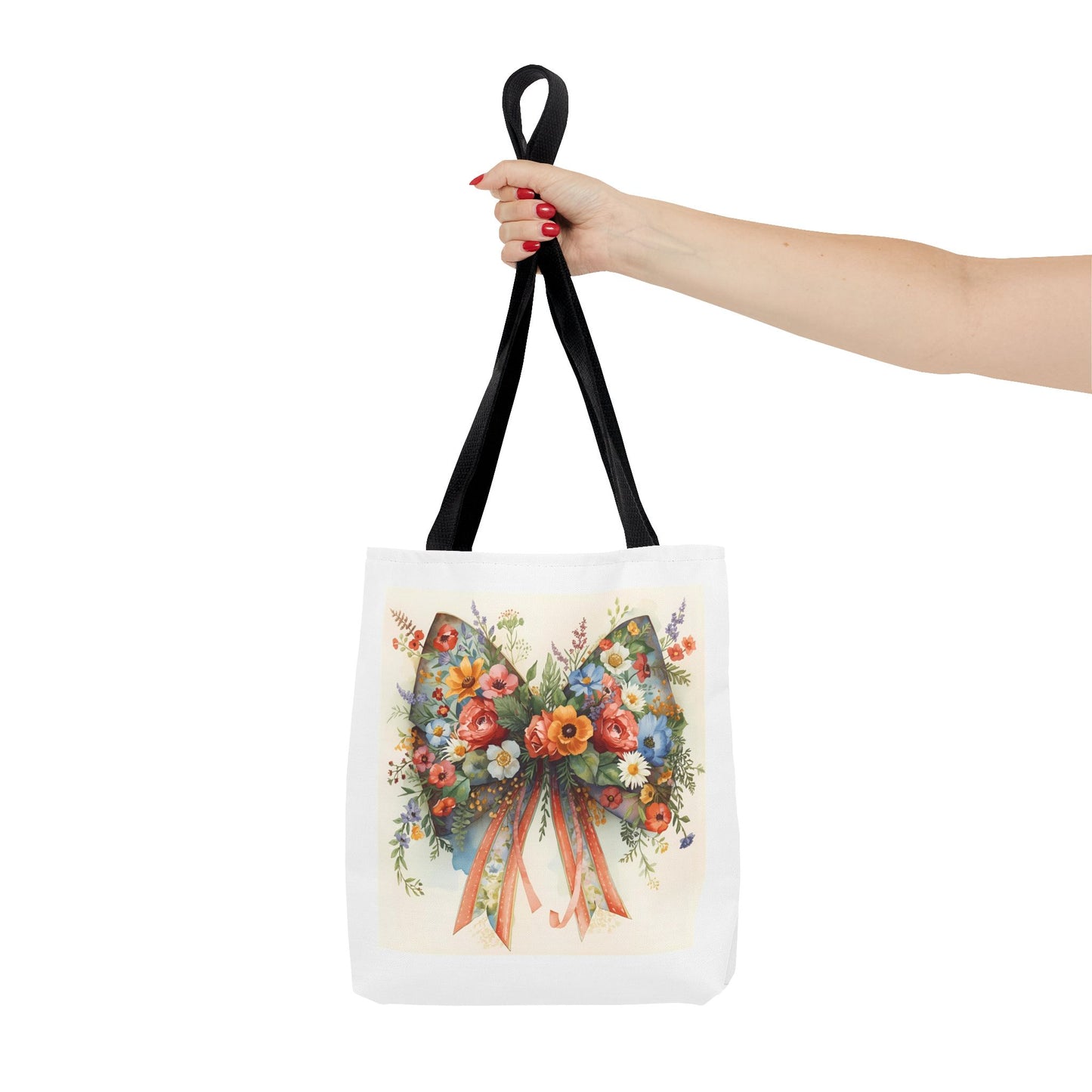 Floral Bow Tote Bag, Chic Everyday Shopper, Gift for Her, Stylish Floral Tote Reusable Shopping Bag, Cute Gift for Her - Reusable Tote Bag,