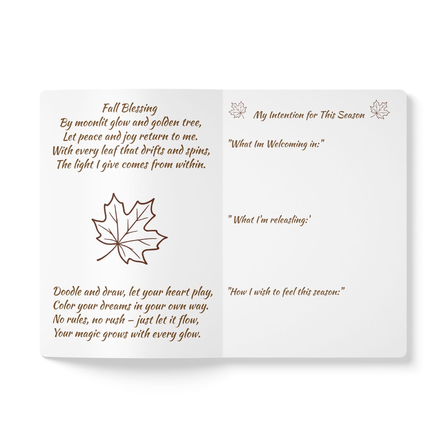 Autumn Gratitude Journal, Softcover Journal for Reflection, Mindfulness Journal, Thoughtful Gift for Thanksgiving, 100 & 200 Page Options