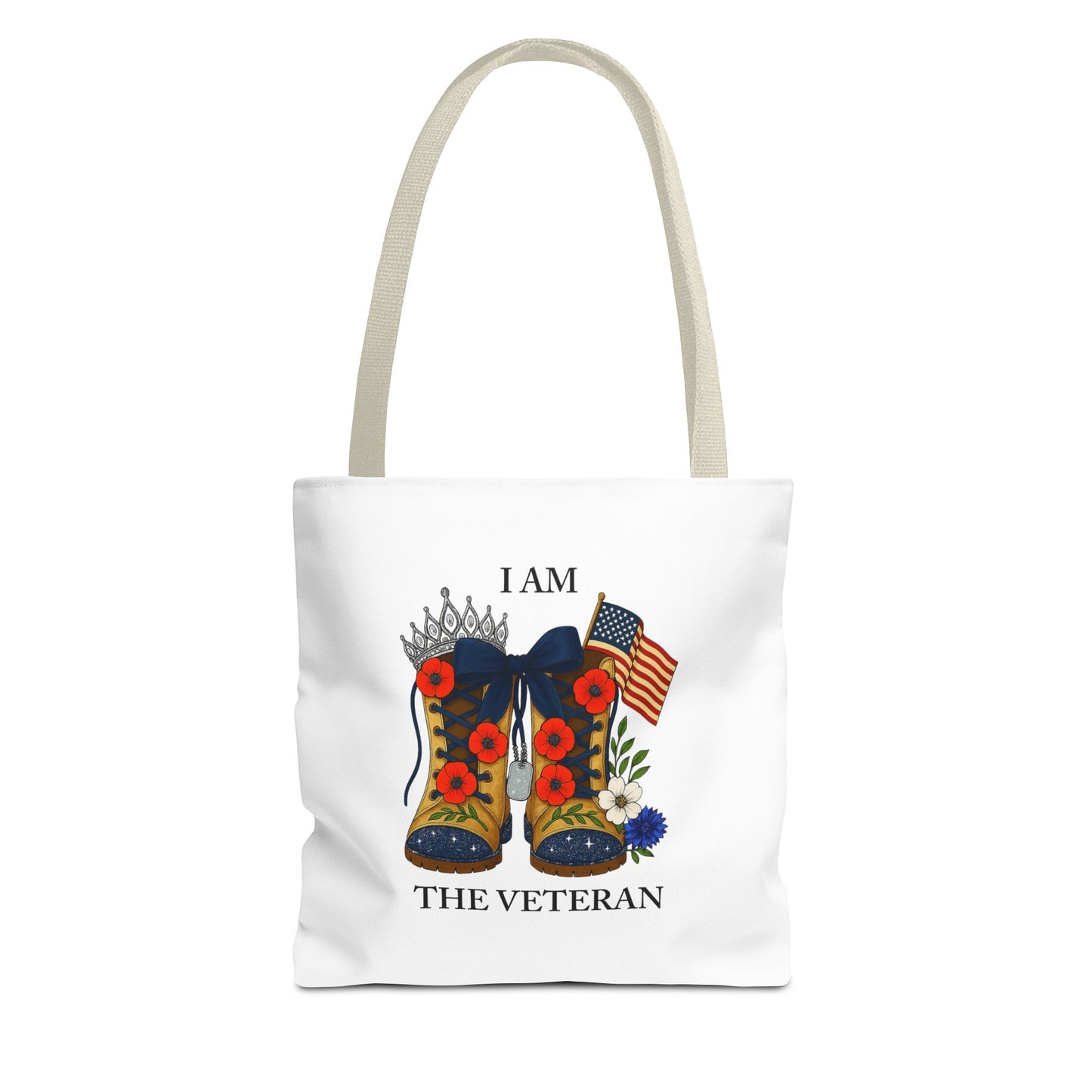 Female veteran tote bag eco friendly gift for self or veteran celebration event reusable canvas bag I am the Veteran design
