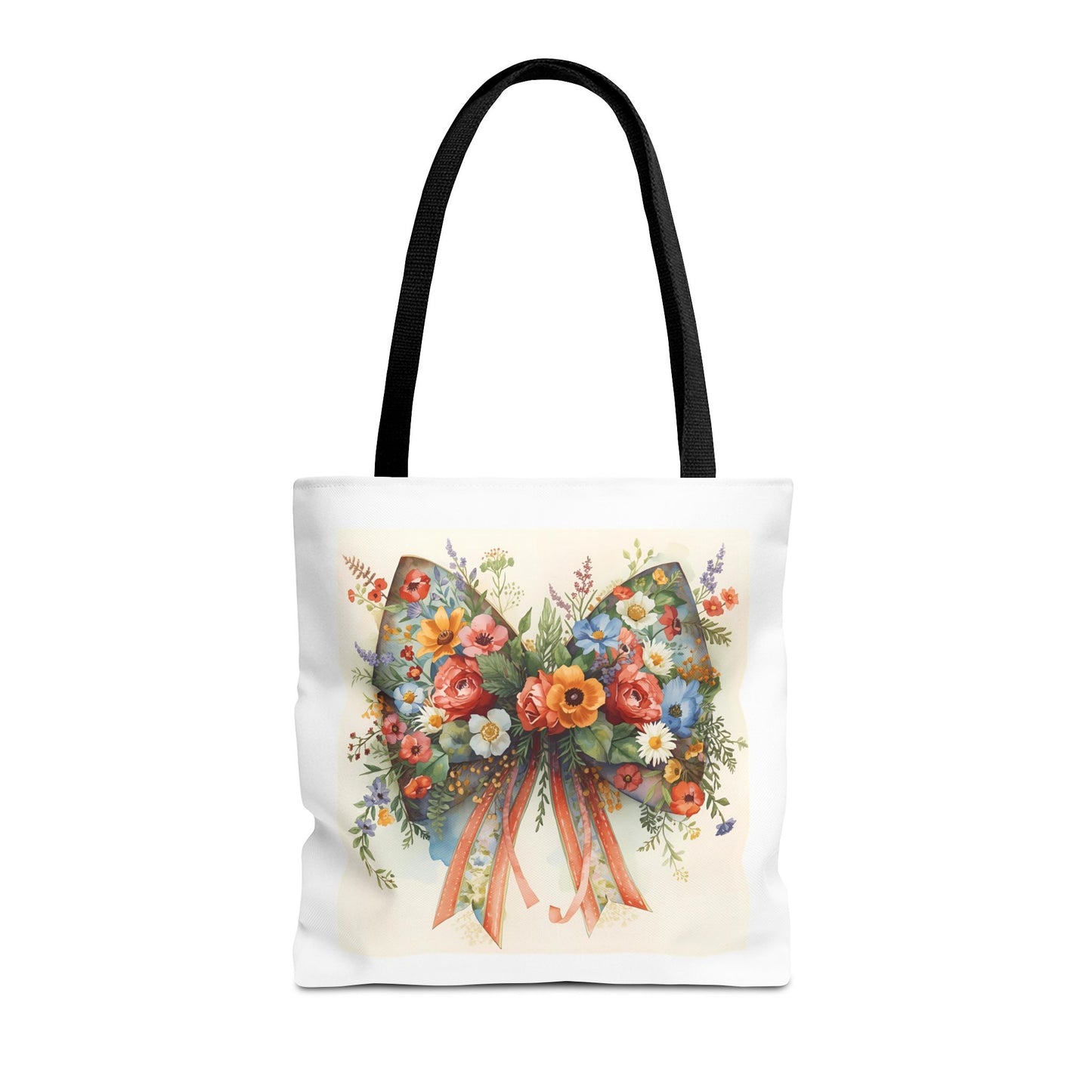Floral Bow Tote Bag, Chic Everyday Shopper, Gift for Her, Stylish Floral Tote Reusable Shopping Bag, Cute Gift for Her - Reusable Tote Bag,