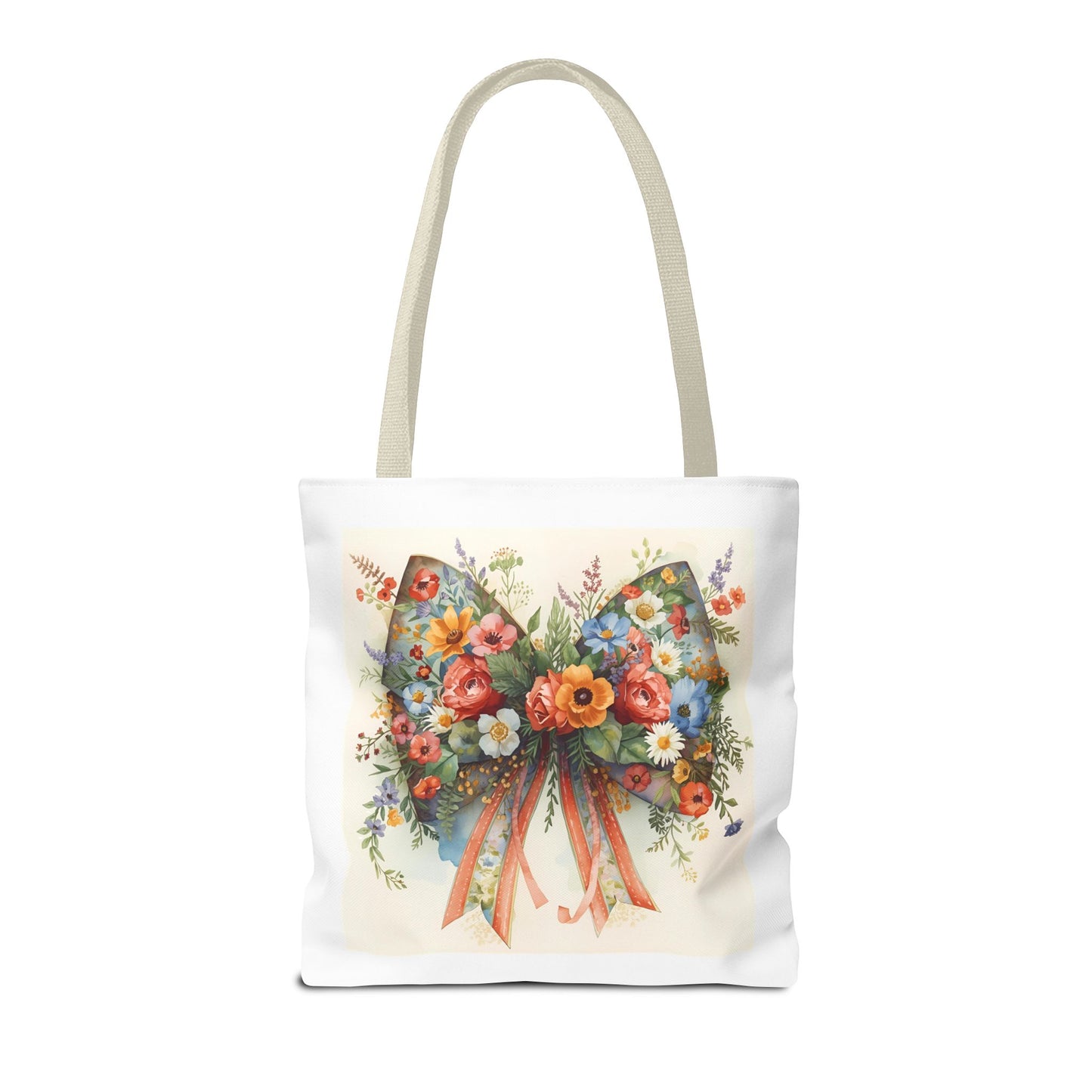 Floral Bow Tote Bag, Chic Everyday Shopper, Gift for Her, Stylish Floral Tote Reusable Shopping Bag, Cute Gift for Her - Reusable Tote Bag,