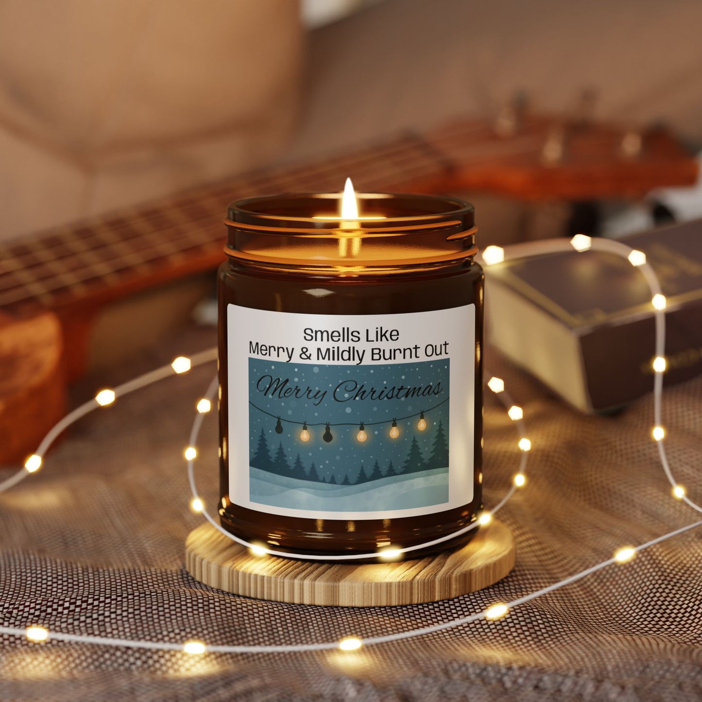 Smells Like Merry & Mildly Burnt Out, Christmas Candle, Funny Holiday Gift, Aromatic Soy Candle, Cozy Winter Scent for Tired Moms Teachers