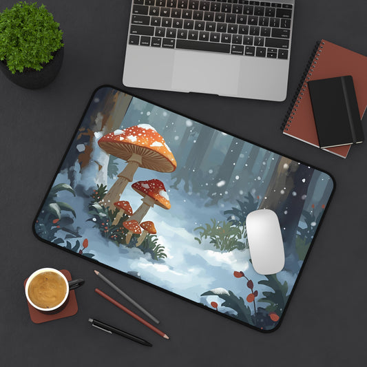 Cozy Winter Mushroom Desk Mat – Protects Your Desk & Softens Your Space