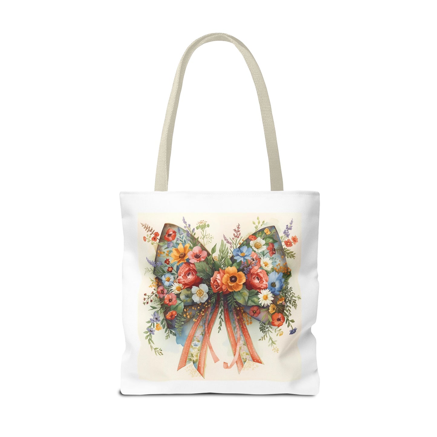 Floral Bow Tote Bag, Chic Everyday Shopper, Gift for Her, Stylish Floral Tote Reusable Shopping Bag, Cute Gift for Her - Reusable Tote Bag,