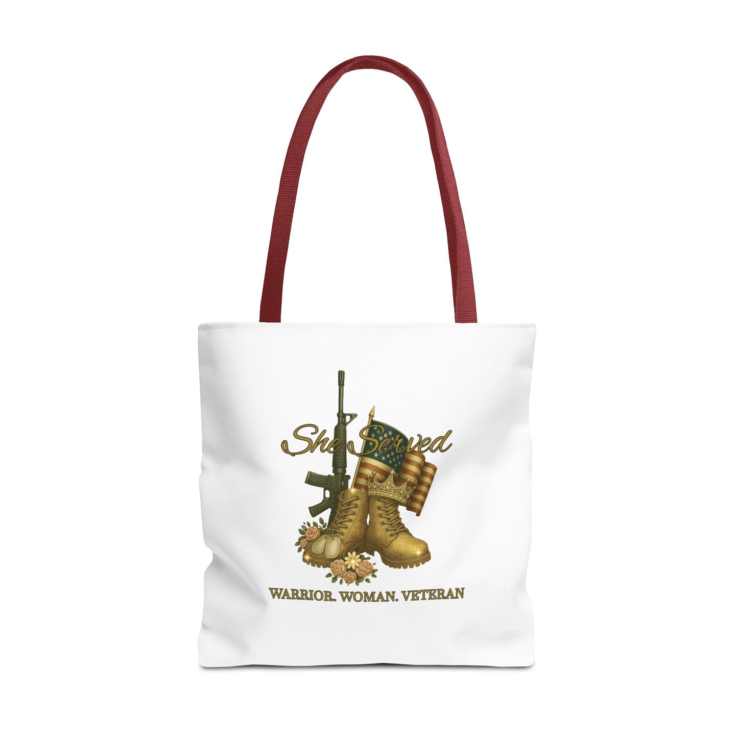 Warrior Woman Veteran Polyester Tote Bag Stylish Gift for Self or Her