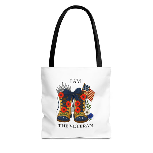 Female veteran tote bag eco friendly gift for self or veteran celebration event reusable canvas bag I am the Veteran design