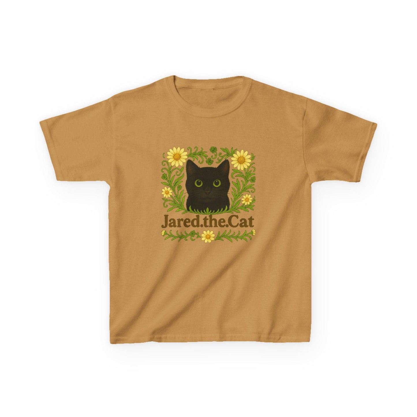 Jared the Cat Kids T-Shirt: Whimsical Garden Design