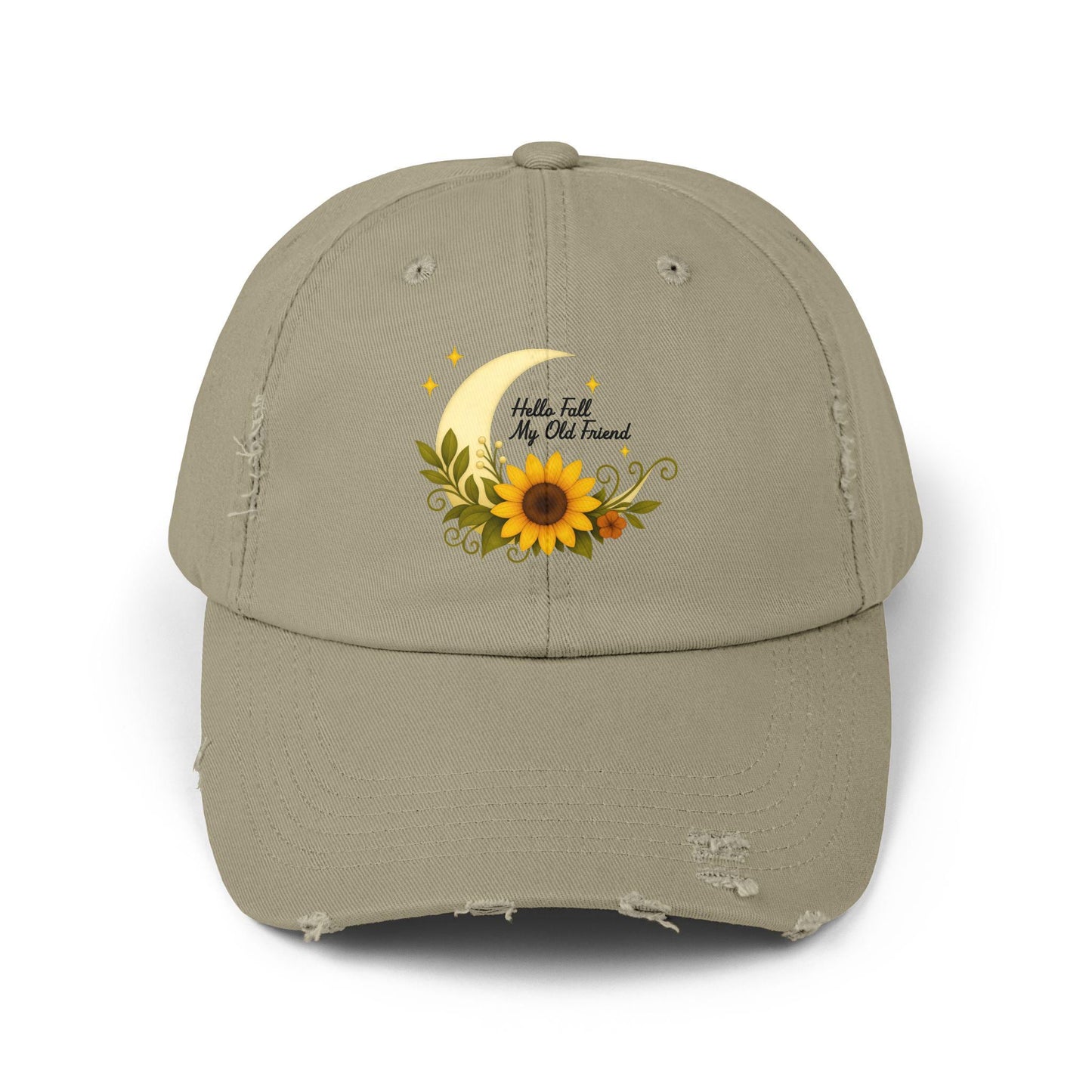 Boho Sunflower Distressed Cap: Vintage Cotton Twill Hat