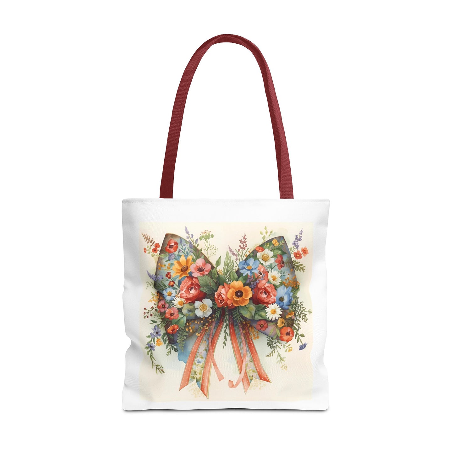 Floral Bow Tote Bag, Chic Everyday Shopper, Gift for Her, Stylish Floral Tote Reusable Shopping Bag, Cute Gift for Her - Reusable Tote Bag,