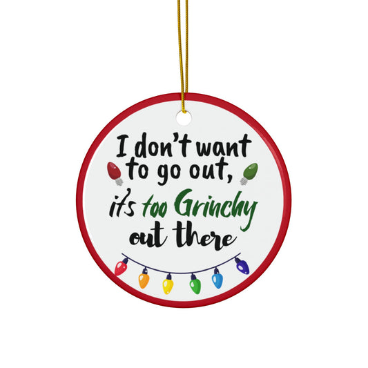 Ceramic Ornaments, Grinchy Holiday Decor, Christmas Tree Ornament, Festive Gift, Unique Home Decoration, 2-Side Print, (1pc, 3pcs, 5pcs,