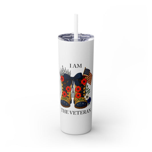 Woman Veteran Skinny Tumbler Drinkware Tribute Gift for Military