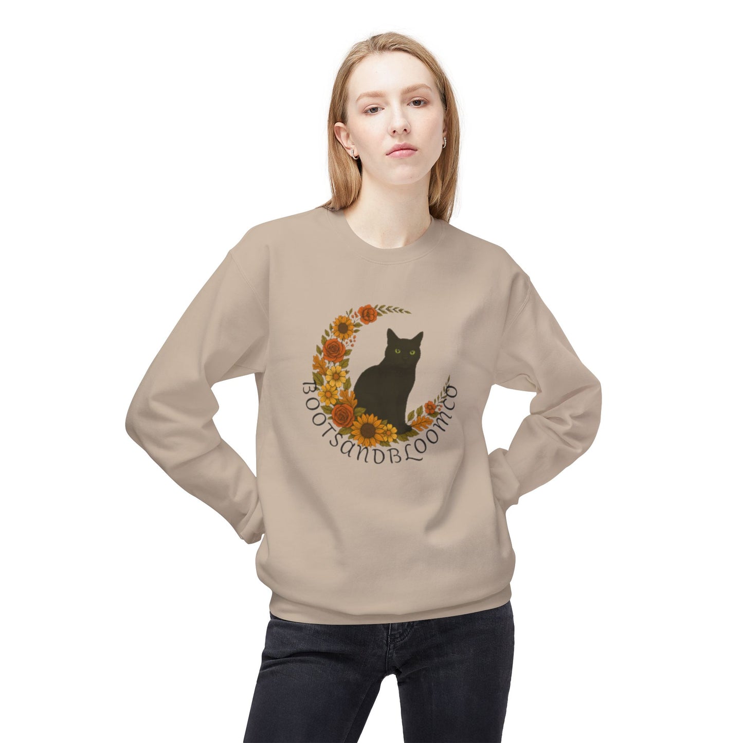 Floral Cottage Core Sweatshirt Gift for Cat Lovers