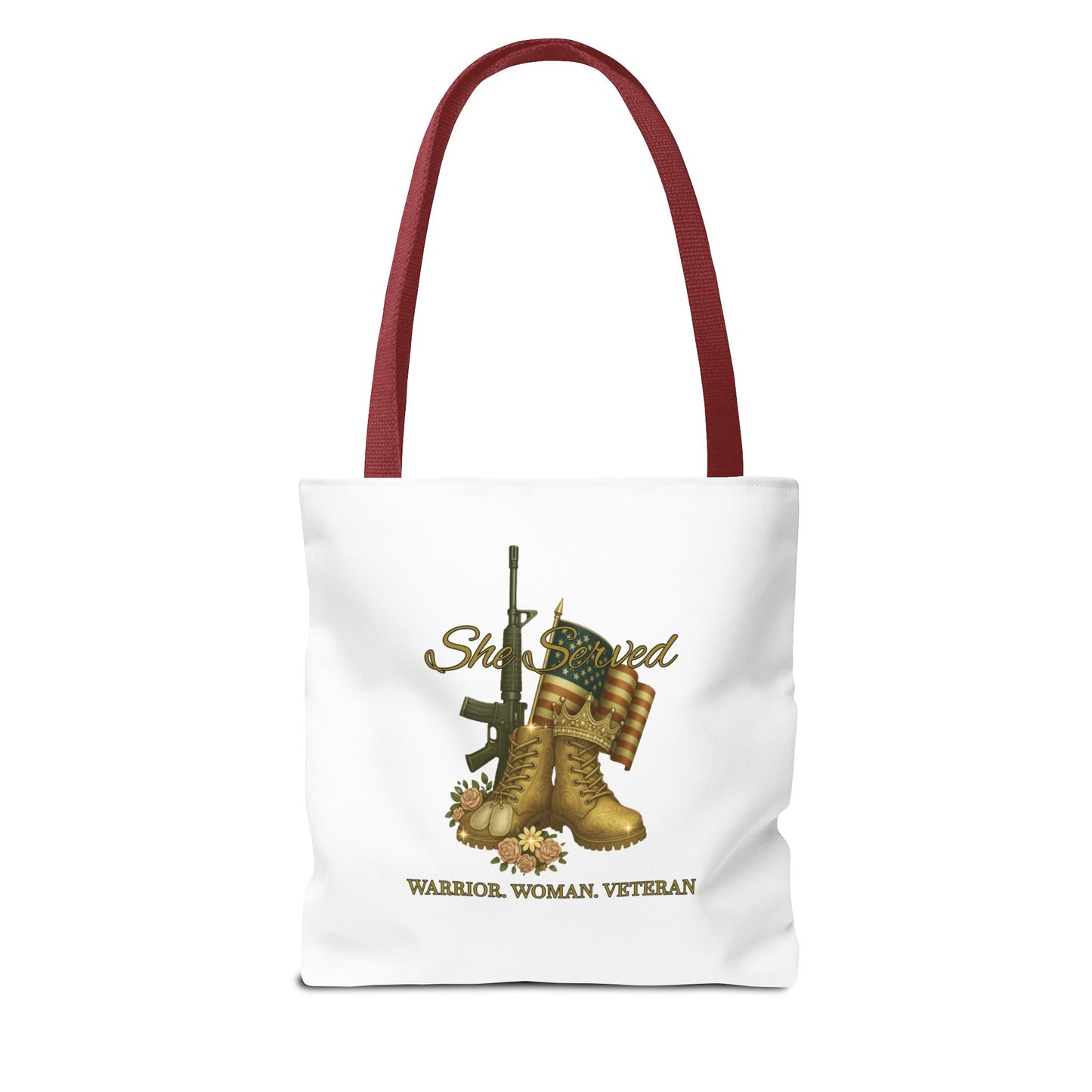 Warrior Woman Veteran Polyester Tote Bag Stylish Gift for Self or Her