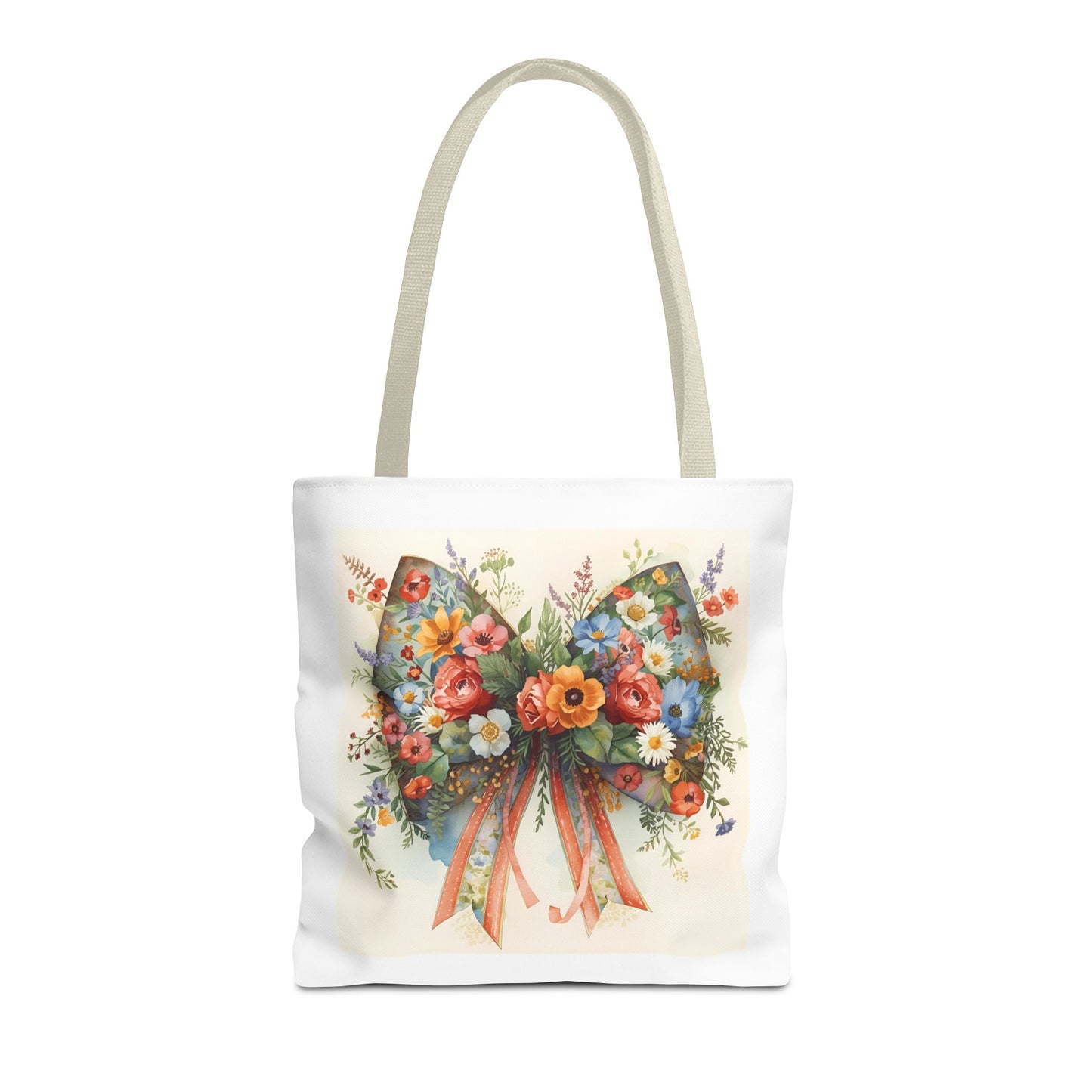 Floral Bow Tote Bag, Chic Everyday Shopper, Gift for Her, Stylish Floral Tote Reusable Shopping Bag, Cute Gift for Her - Reusable Tote Bag,