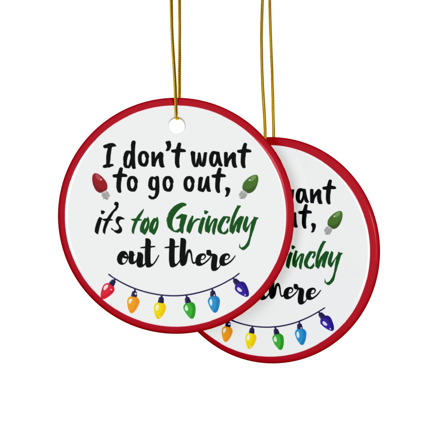 Ceramic Ornaments, Grinchy Holiday Decor, Christmas Tree Ornament, Festive Gift, Unique Home Decoration, 2-Side Print, (1pc, 3pcs, 5pcs,