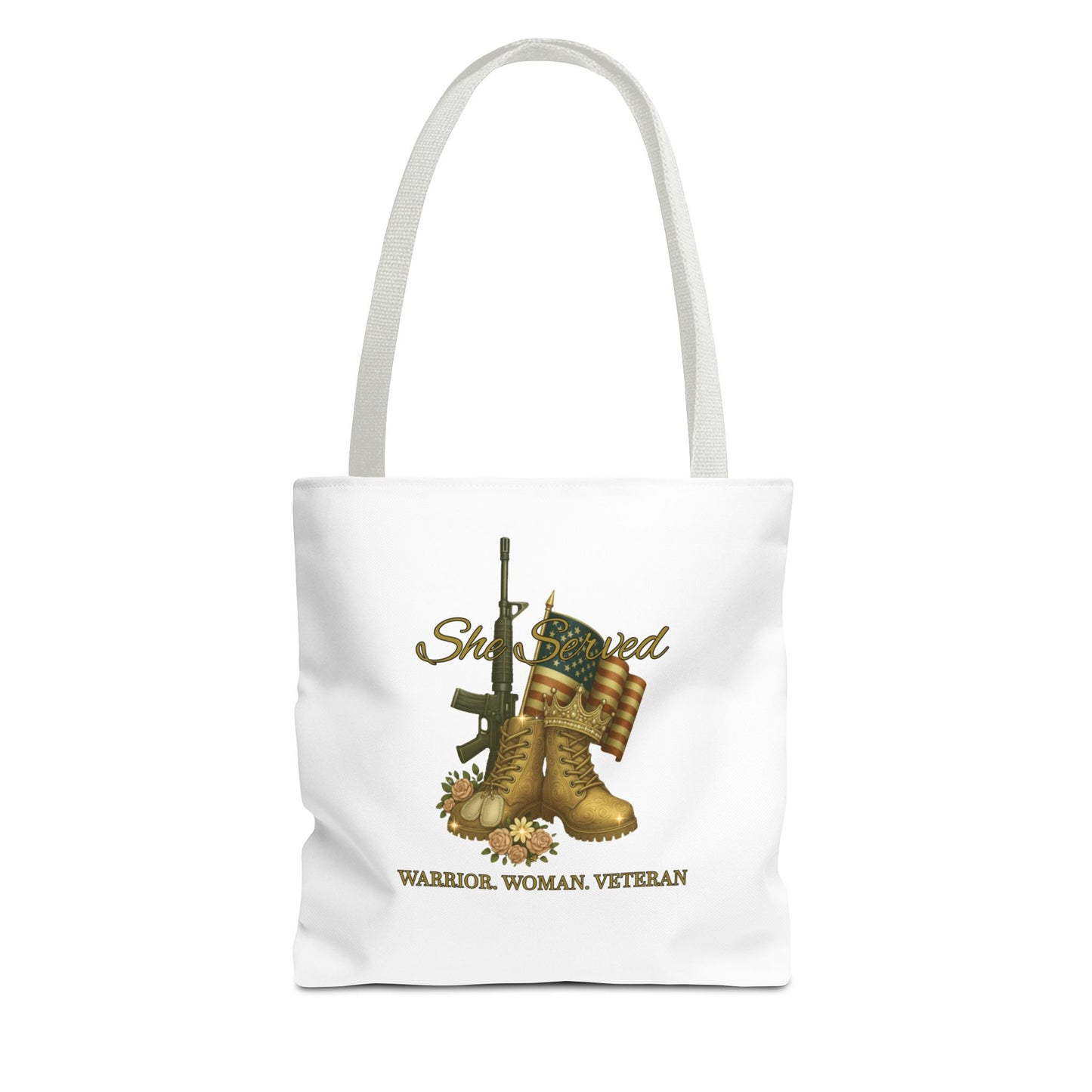 Warrior Woman Veteran Polyester Tote Bag Stylish Gift for Self or Her