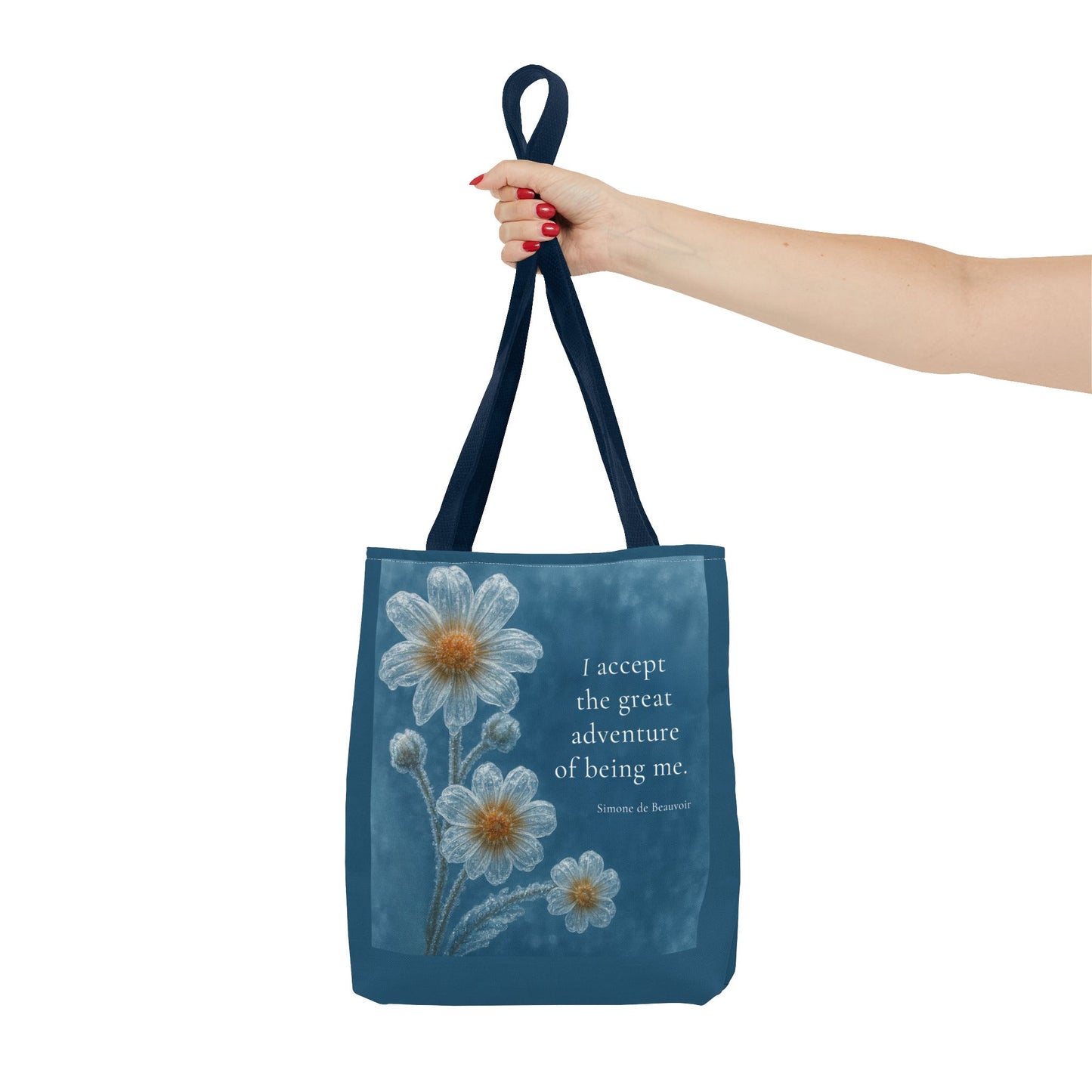 Frozen Petals Pétales Gelés Winter Daisy Floral Reusable Tote Bag