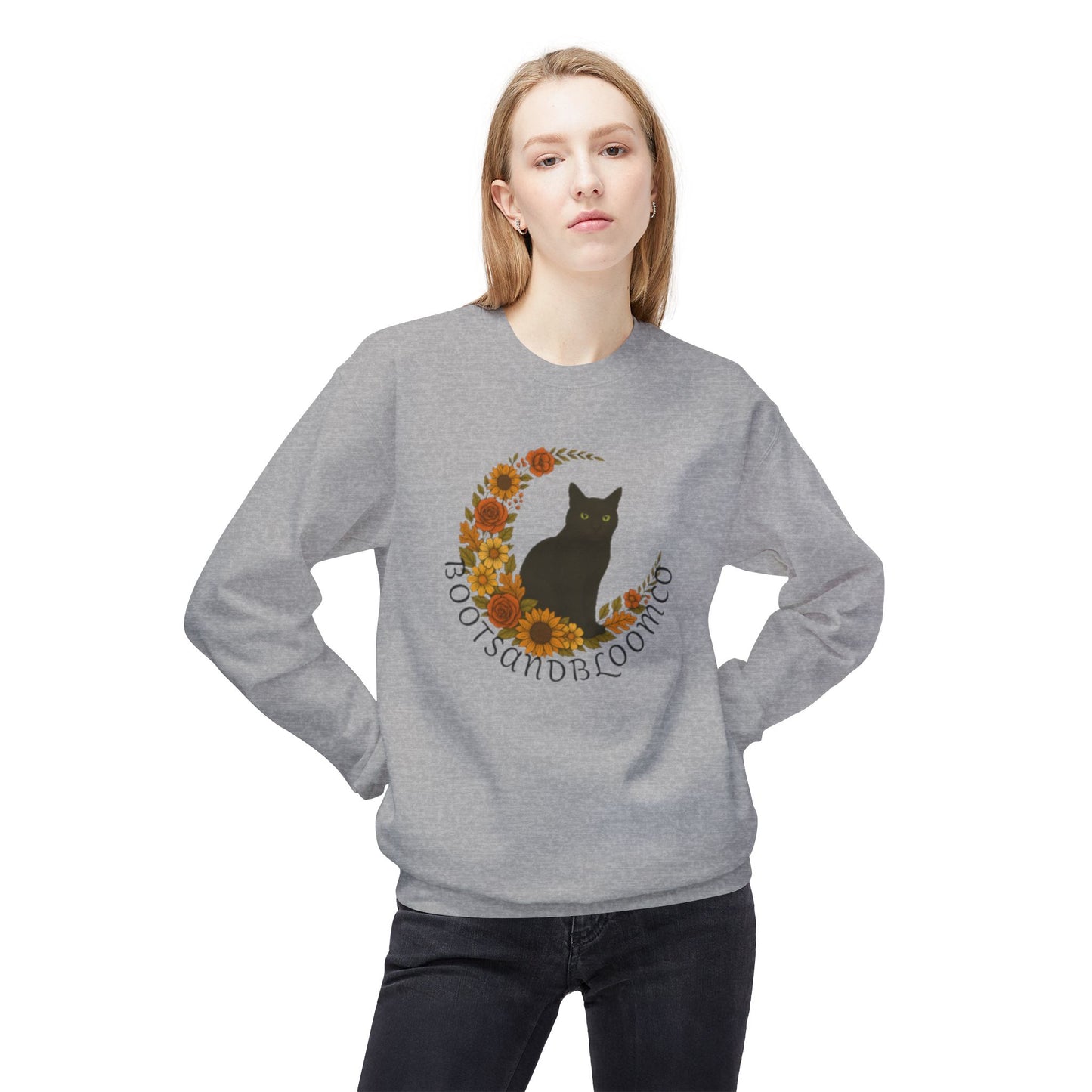 Floral Cottage Core Sweatshirt Gift for Cat Lovers