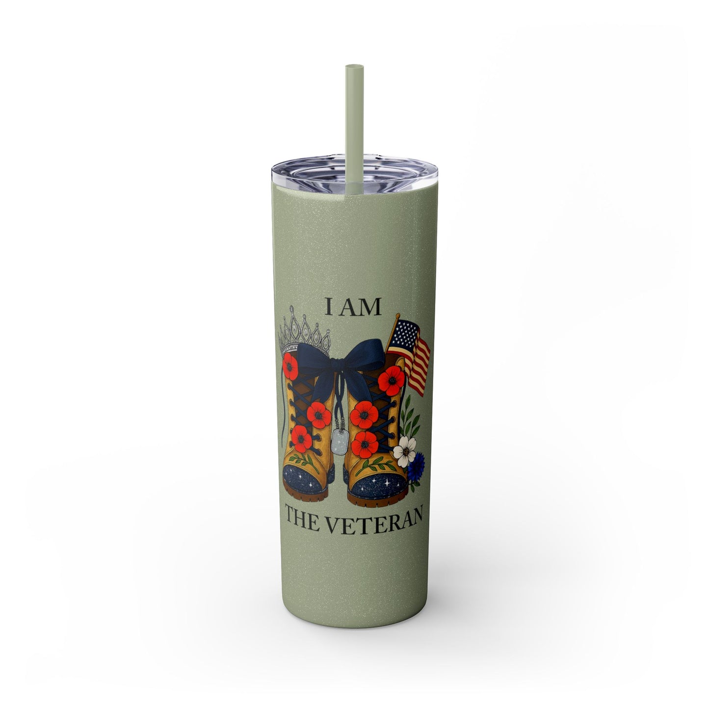 Woman Veteran Skinny Tumbler Drinkware Tribute Gift for Military