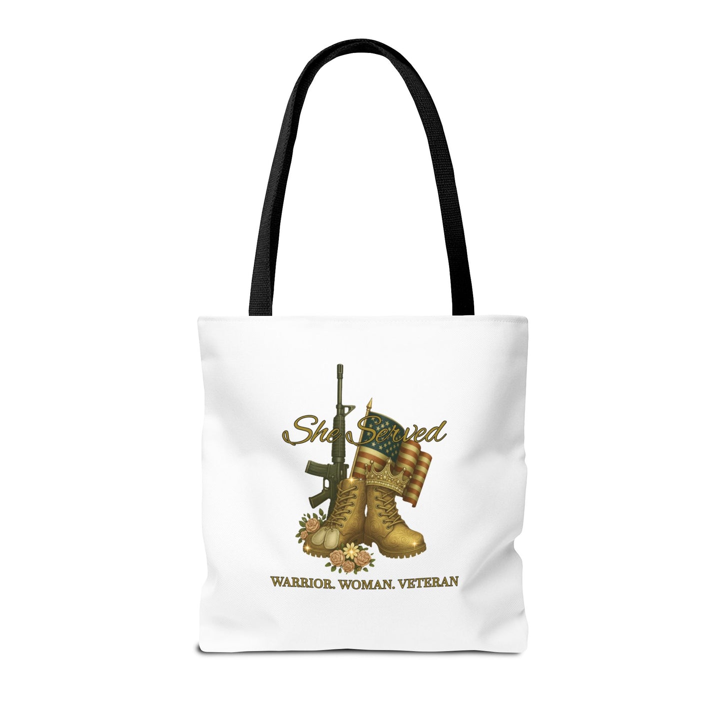 Warrior Woman Veteran Polyester Tote Bag Stylish Gift for Self or Her