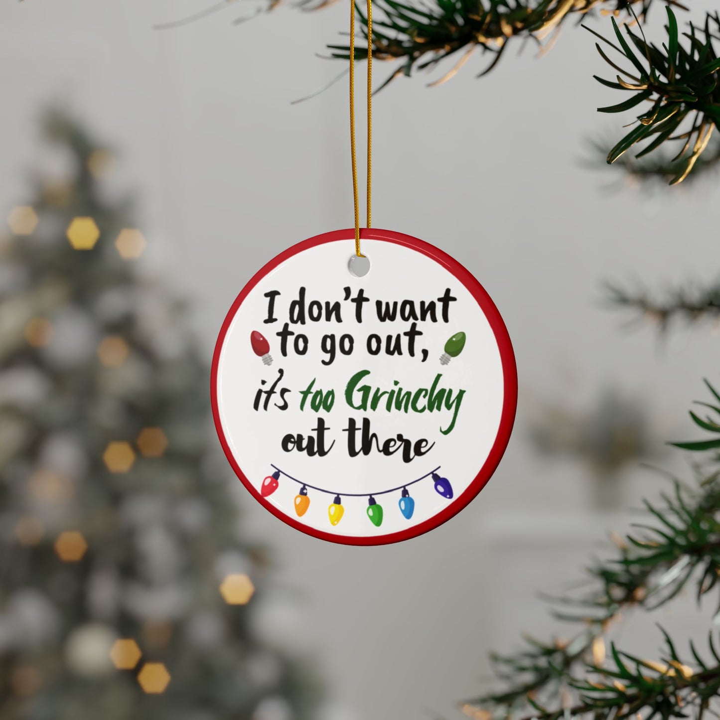 Ceramic Ornaments, Grinchy Holiday Decor, Christmas Tree Ornament, Festive Gift, Unique Home Decoration, 2-Side Print, (1pc, 3pcs, 5pcs,