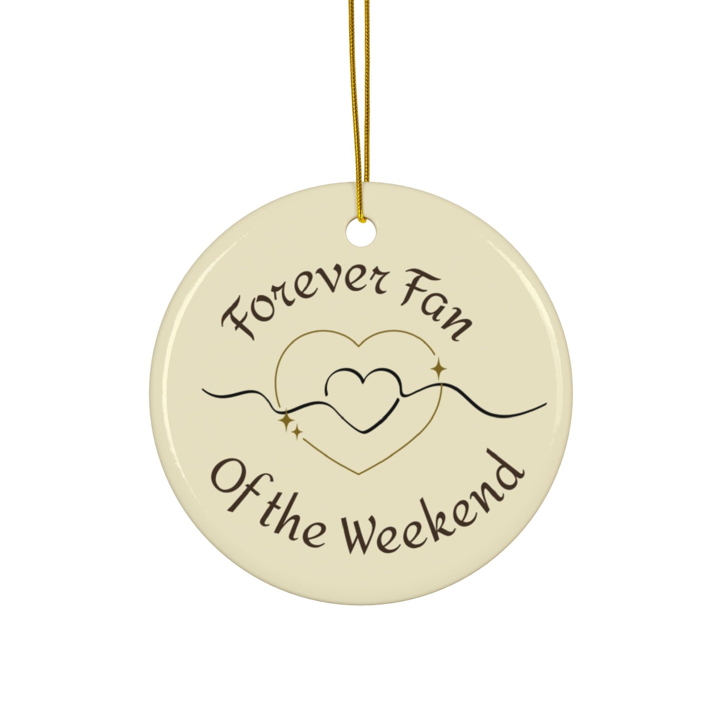 Ceramic Ornaments: Forever Fond Of The Weekend, Home Decor, Holiday Gifts, Personalized Keepsakes, Rustic Christmas Ornaments