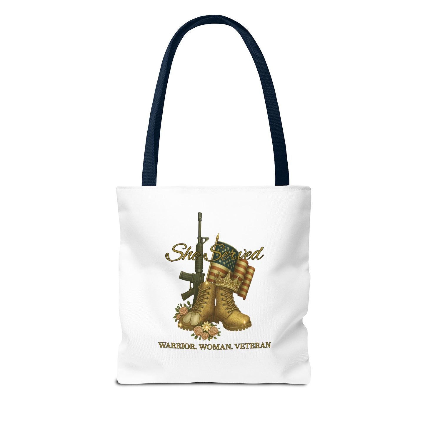 Warrior Woman Veteran Polyester Tote Bag Stylish Gift for Self or Her
