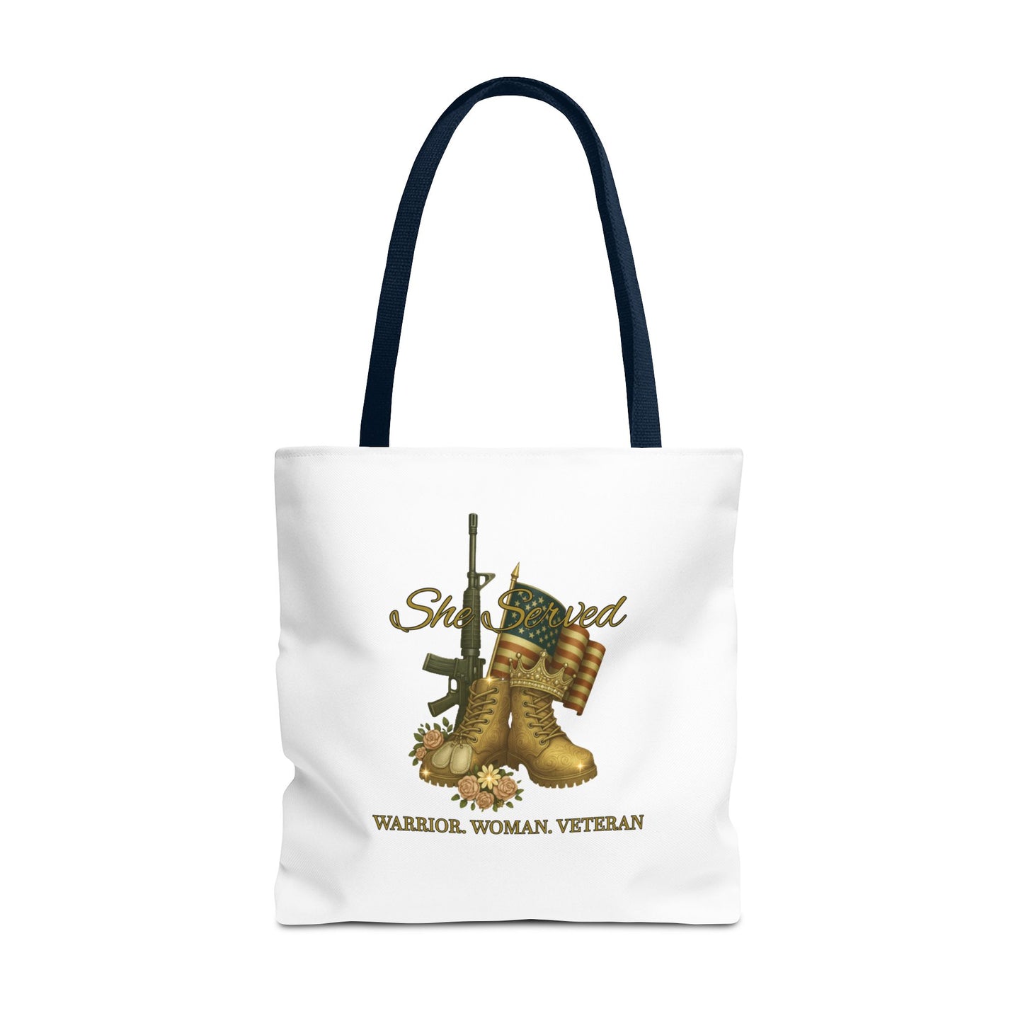 Warrior Woman Veteran Polyester Tote Bag Stylish Gift for Self or Her