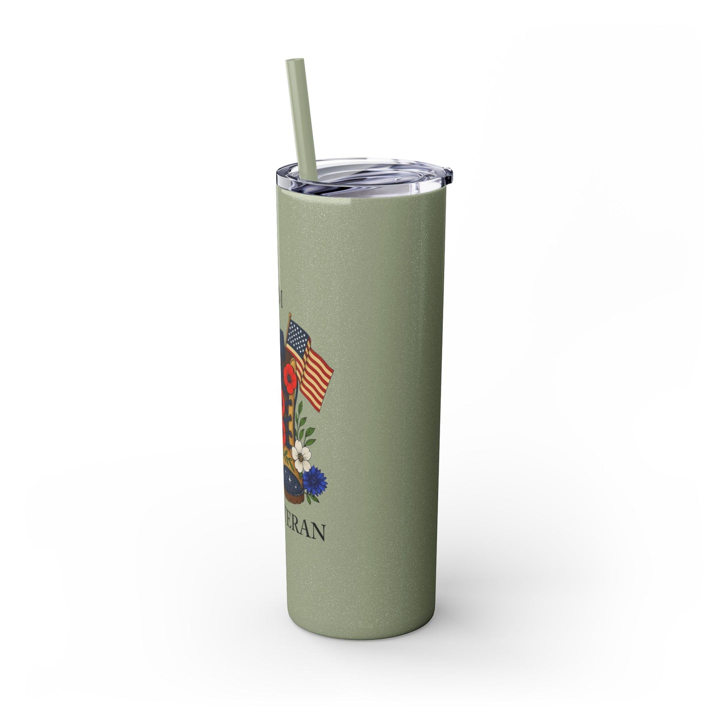 Woman Veteran Skinny Tumbler Drinkware Tribute Gift for Military