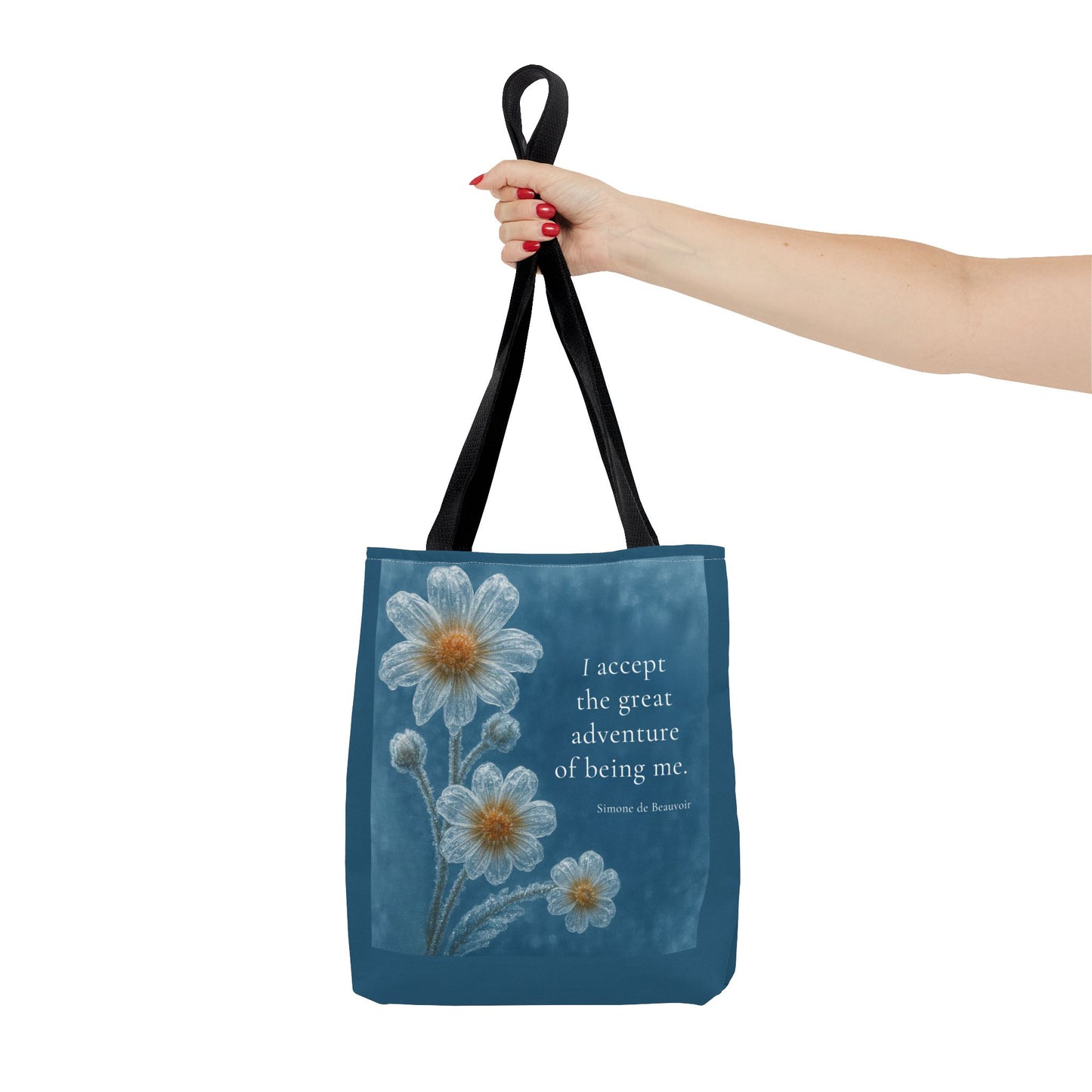 Frozen Petals Pétales Gelés Winter Daisy Floral Reusable Tote Bag