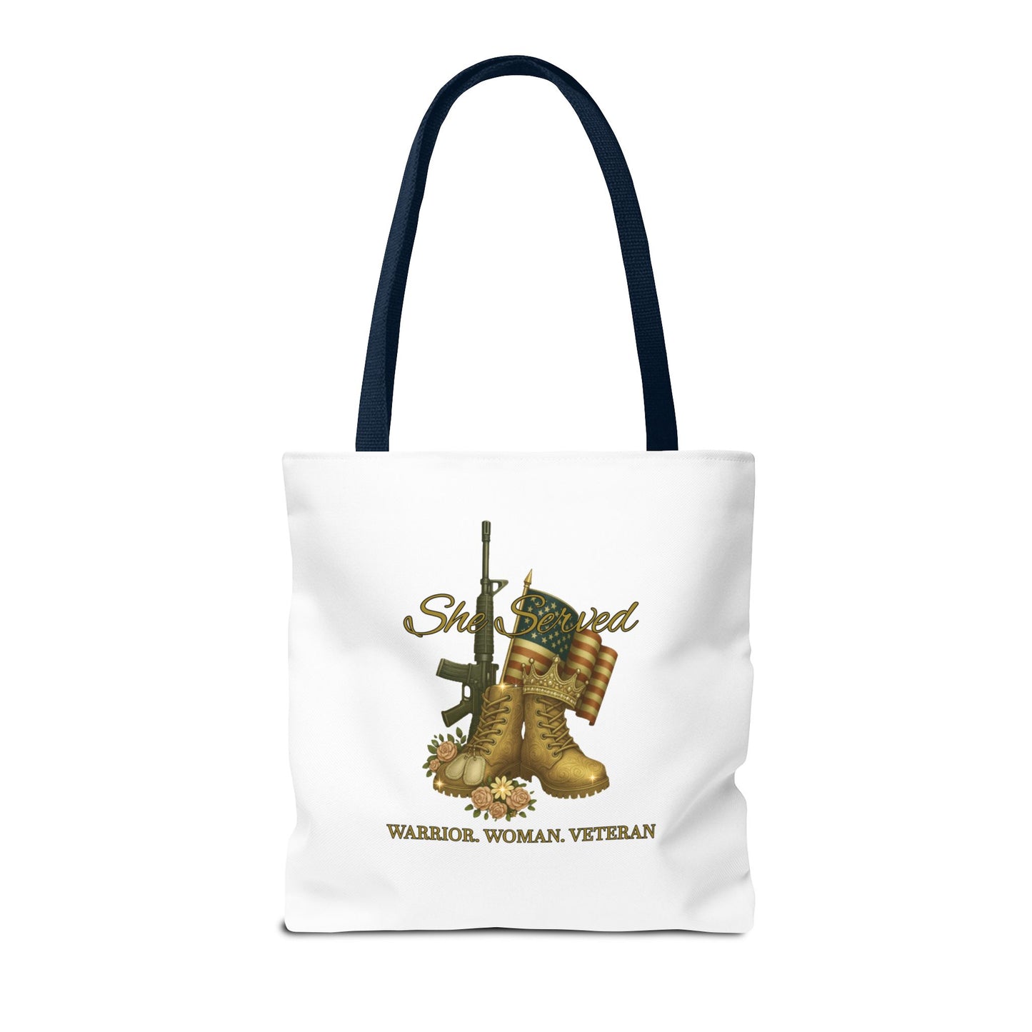 Warrior Woman Veteran Polyester Tote Bag Stylish Gift for Self or Her
