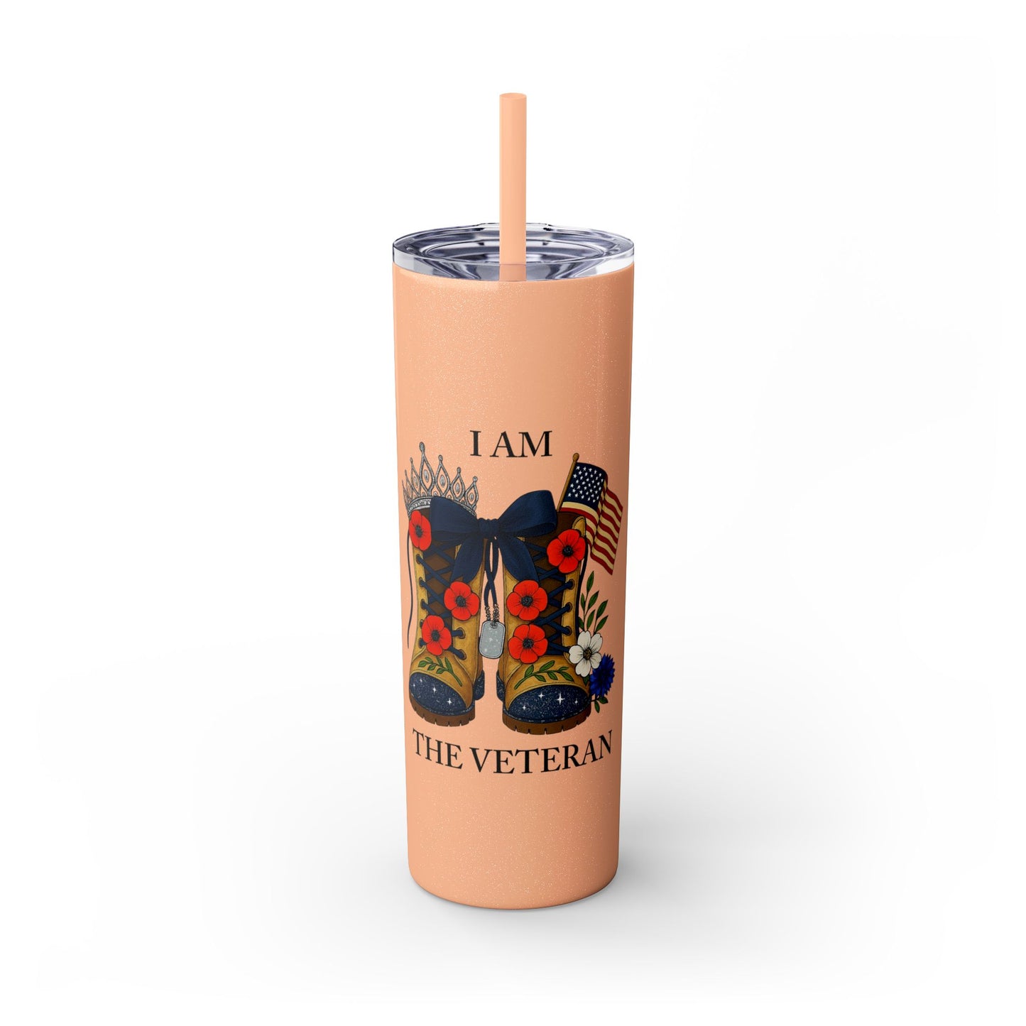 Woman Veteran Skinny Tumbler Drinkware Tribute Gift for Military